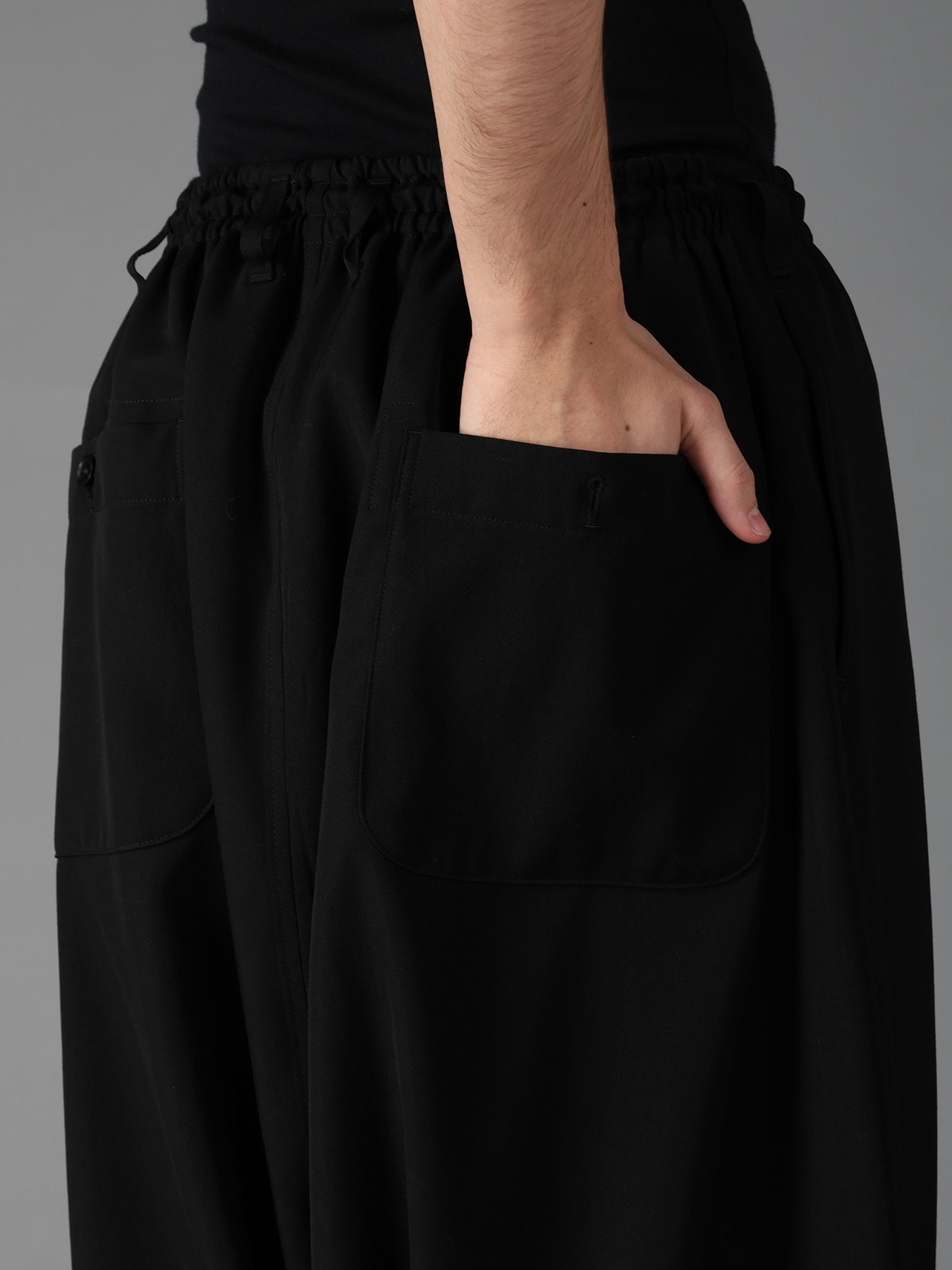 WOOL GABARDINE SAROUEL PANTS