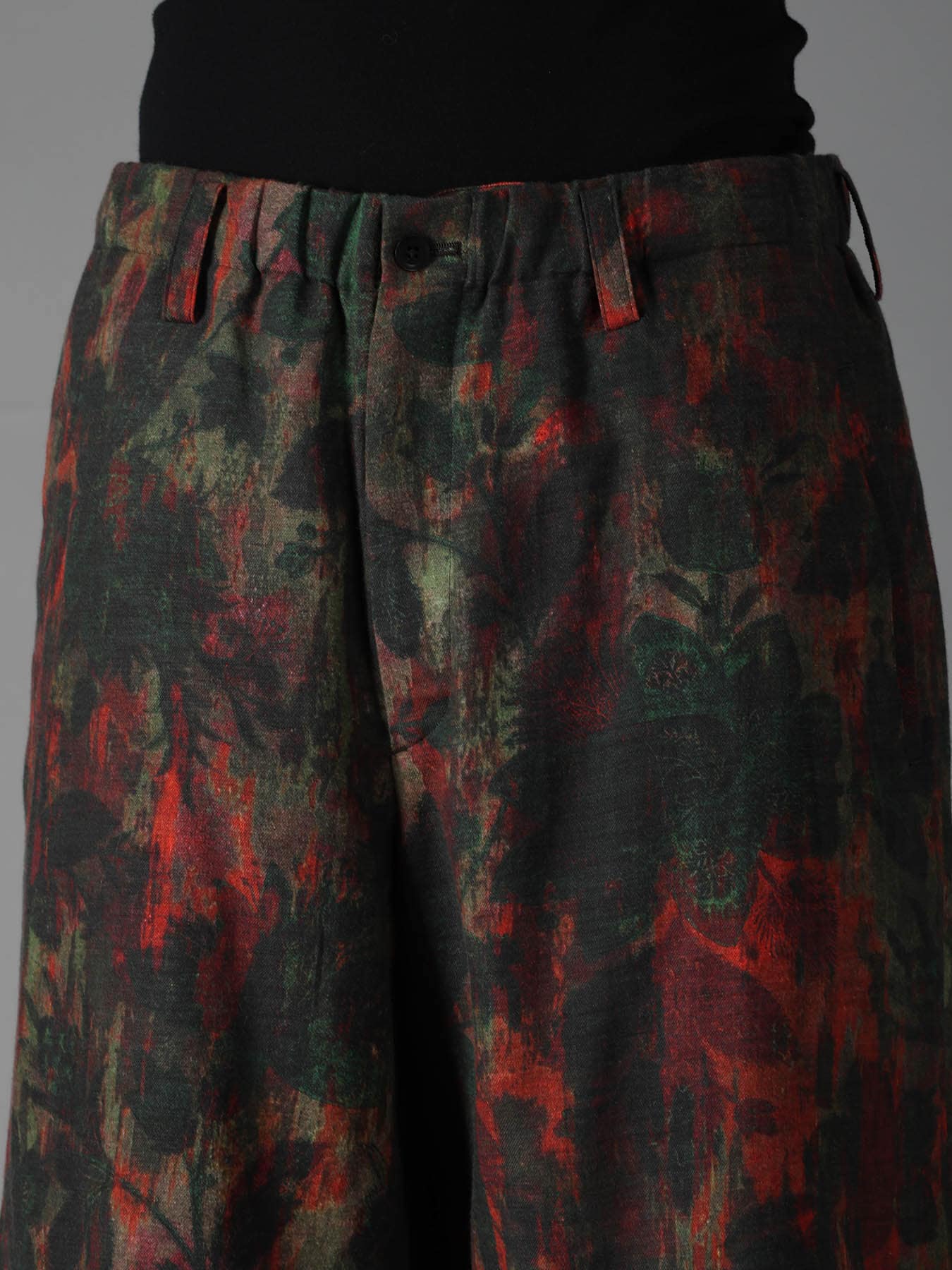 COTTON WOOL VIYELLA SHADOW FLORAL PATTERN DOUBLE LAYER HALF PANTS
