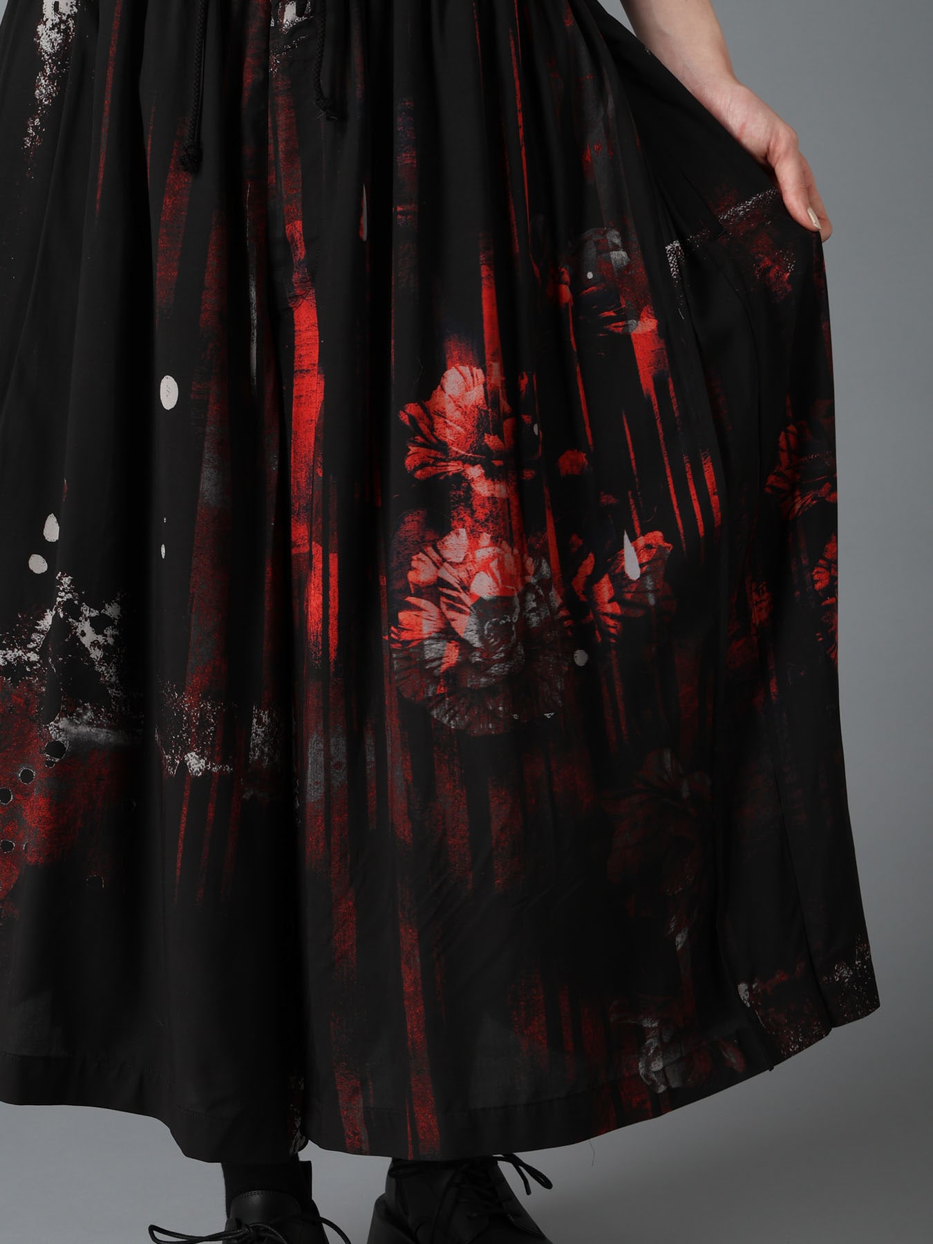 RAYON FLORAL STRIPED CULOTTE PANTS