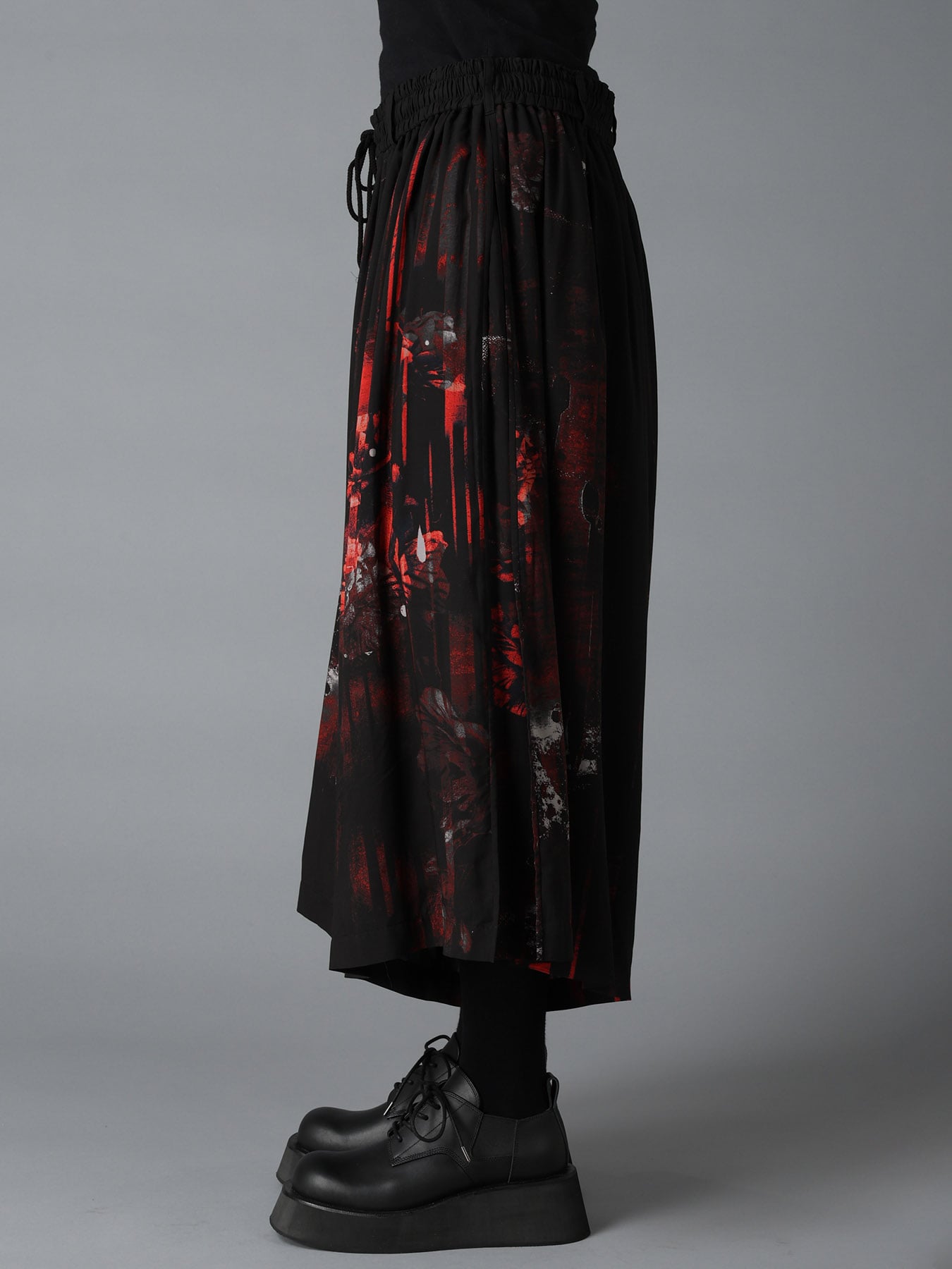 RAYON FLORAL STRIPED CULOTTE PANTS