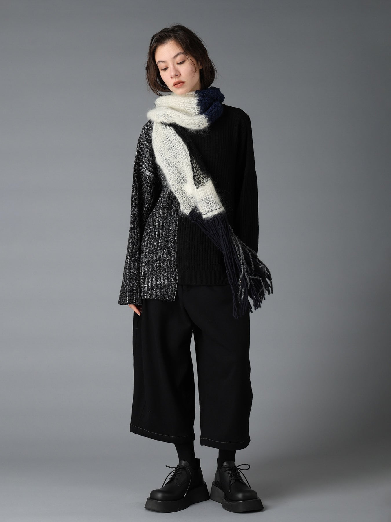 SOFT SPUN 1/14 JERSEY WIDE PANTS(FREE SIZE Black): Ground Y｜THE