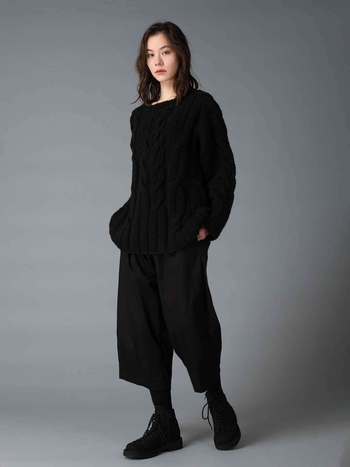 COTTON TWILL WIDE PANTS