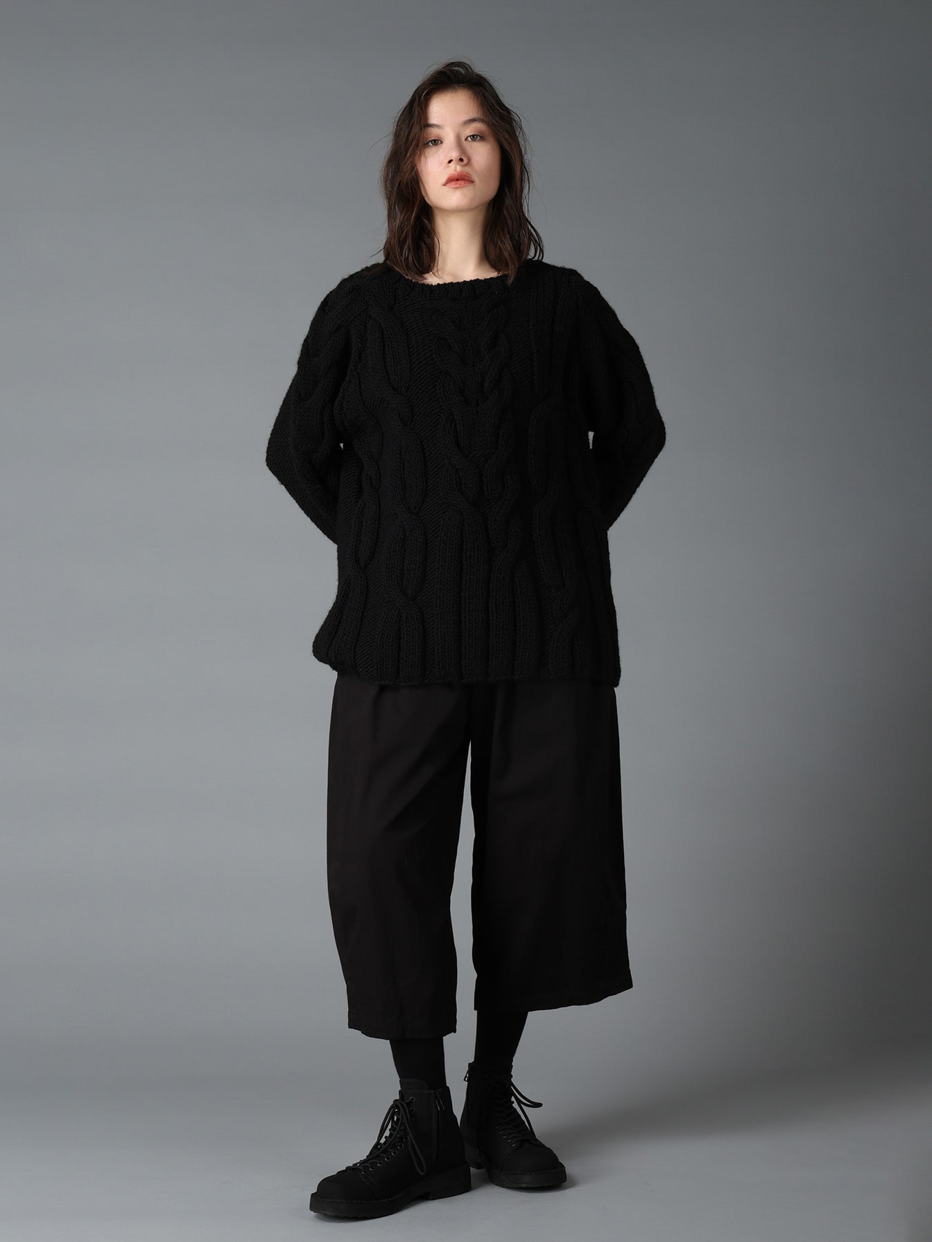 COTTON TWILL WIDE PANTS