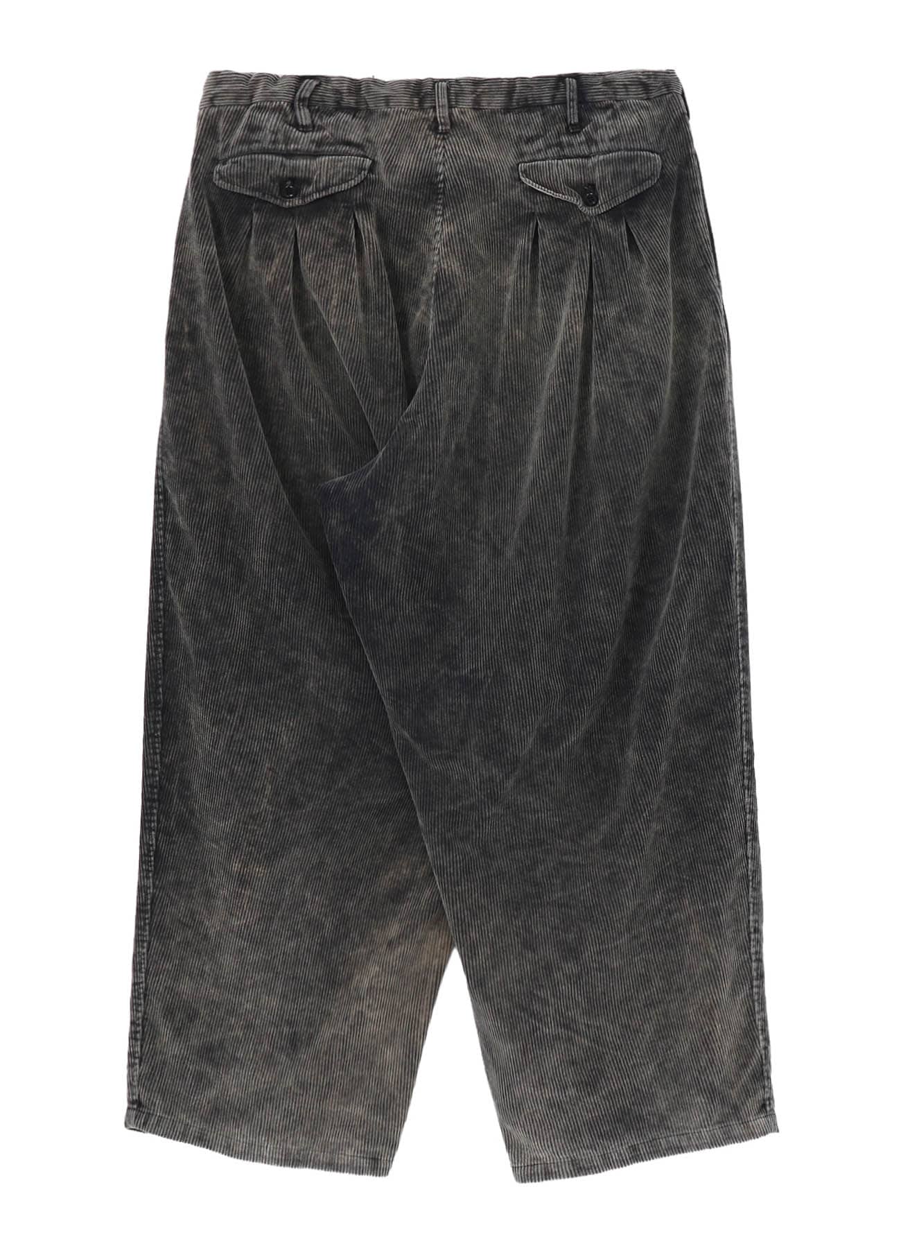 SULFUR-DYED CORDUROY CHEMICAL-BLEACH 12-TUCK PANTS
