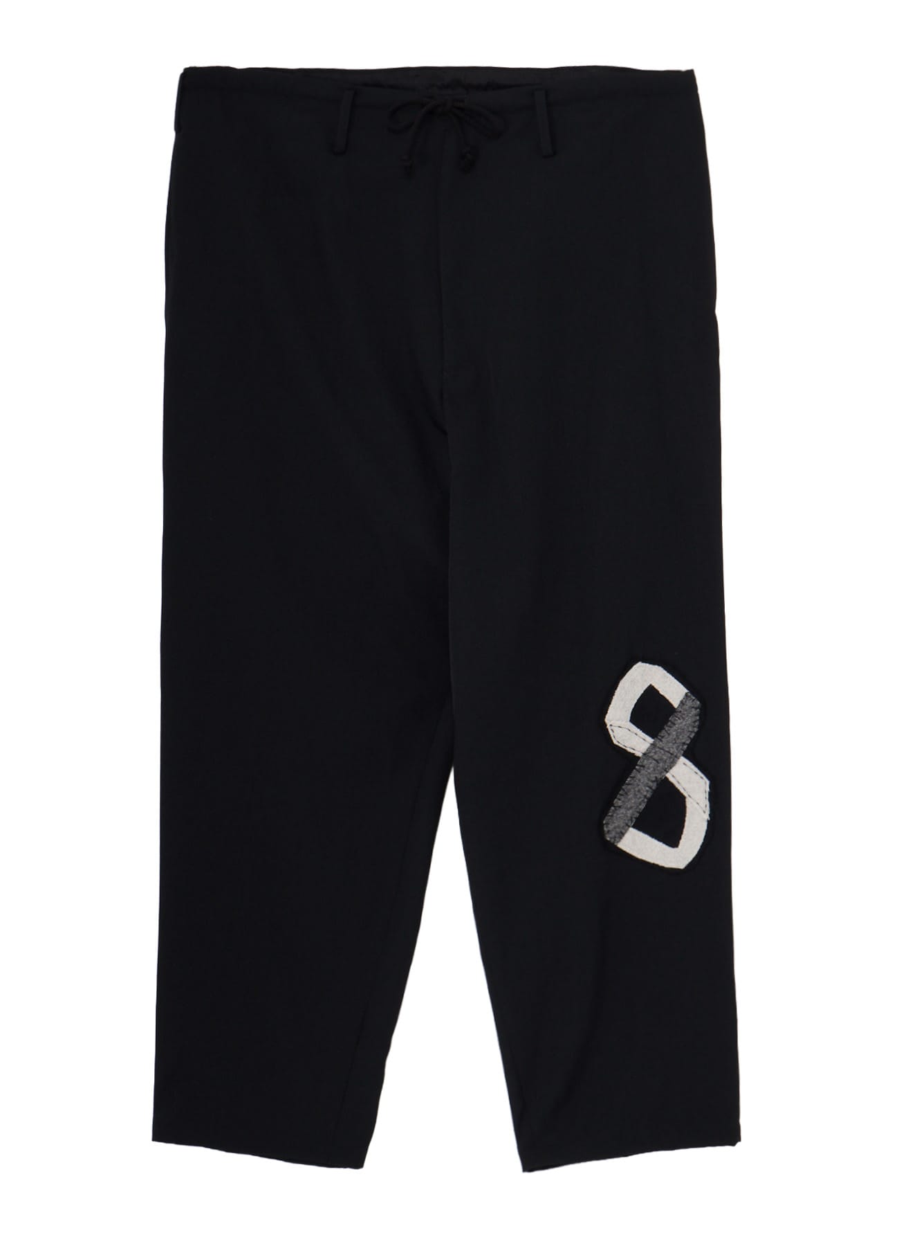 WOOL GABARDINE APPLIQUE DRAWSTRING PANTS