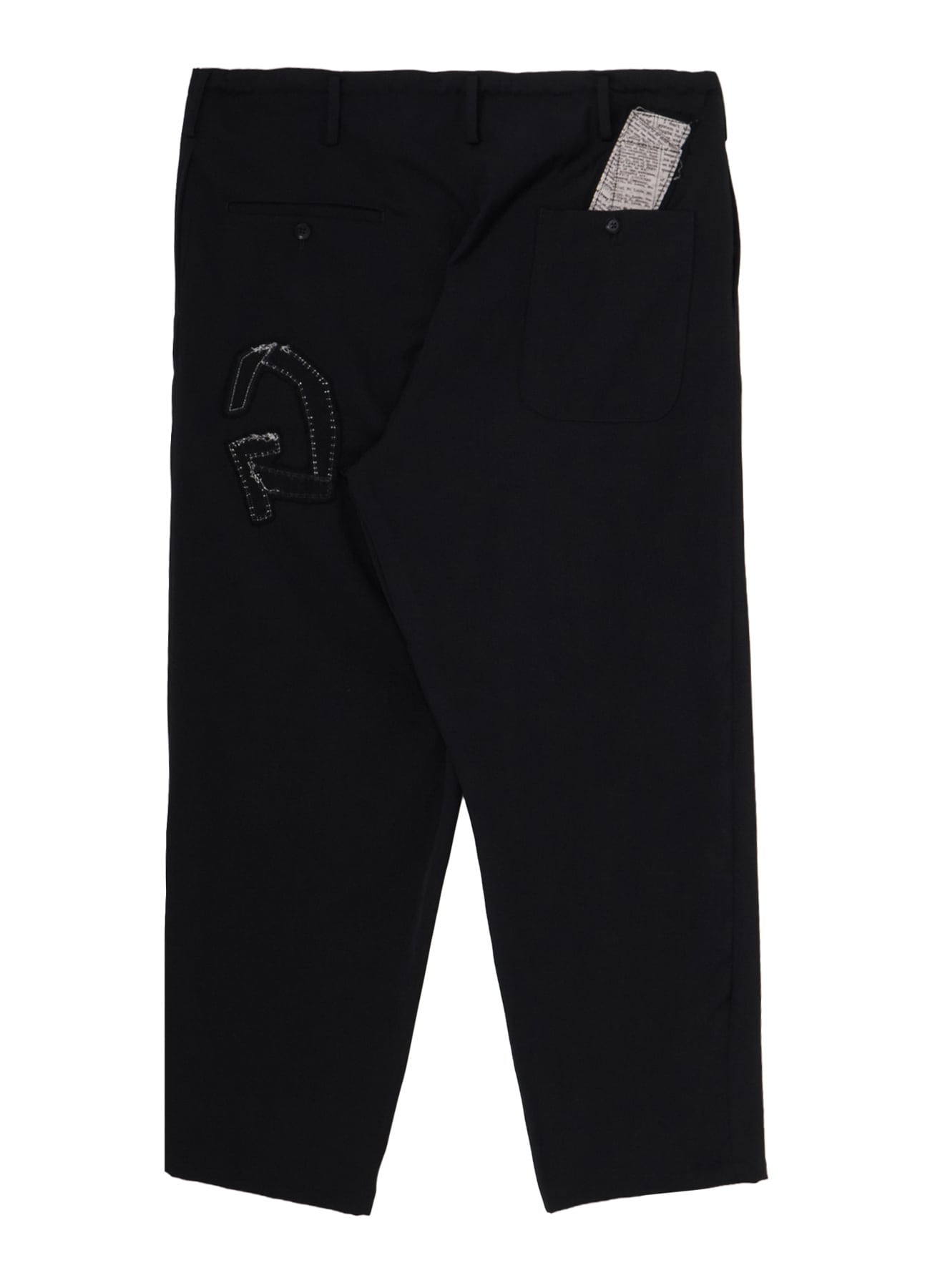 WOOL GABARDINE APPLIQUE DRAWSTRING PANTS