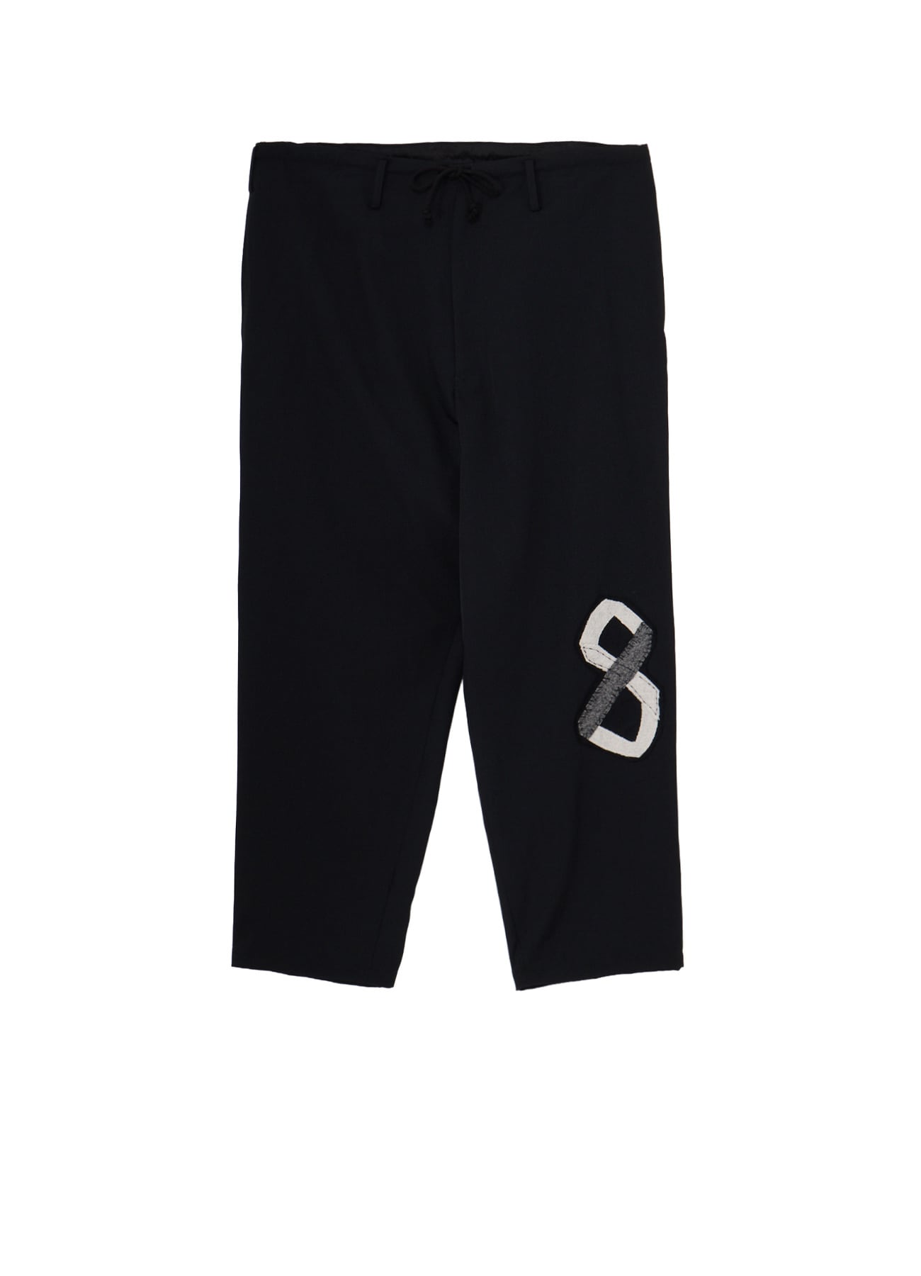WOOL GABARDINE APPLIQUE DRAWSTRING PANTS