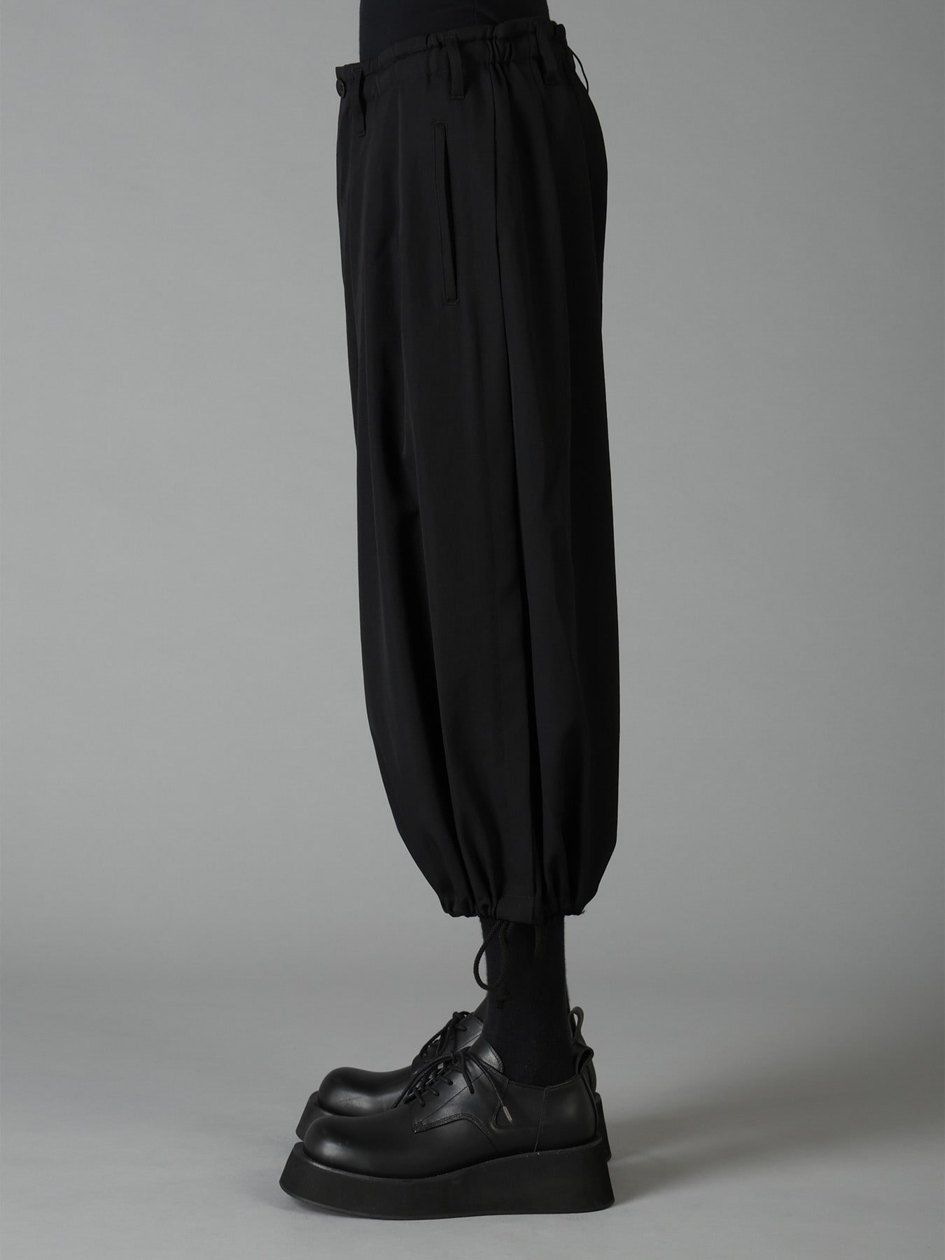 WOOL GABARDINE APPLIQUE BALLOON PANTS