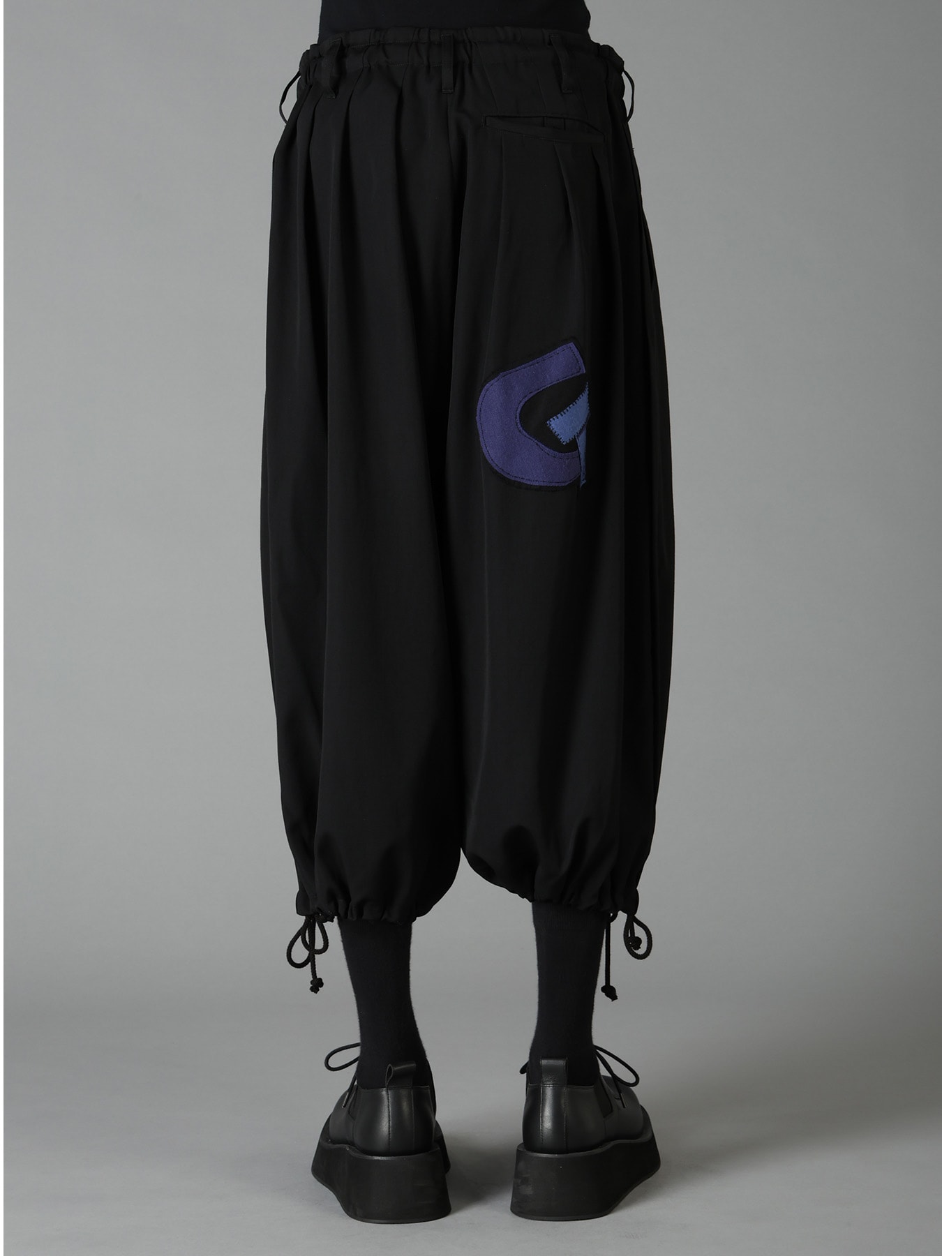 WOOL GABARDINE APPLIQUE BALLOON PANTS