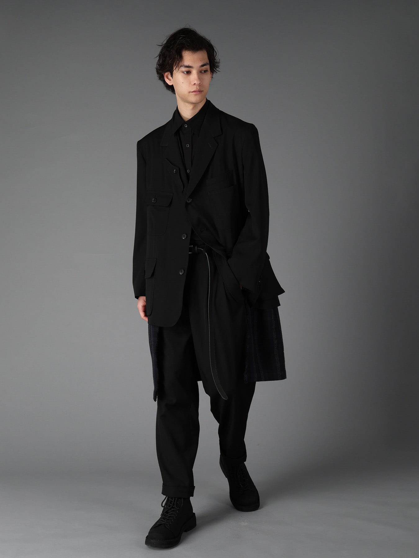 WOOL GABARDINE FLAP PANTS