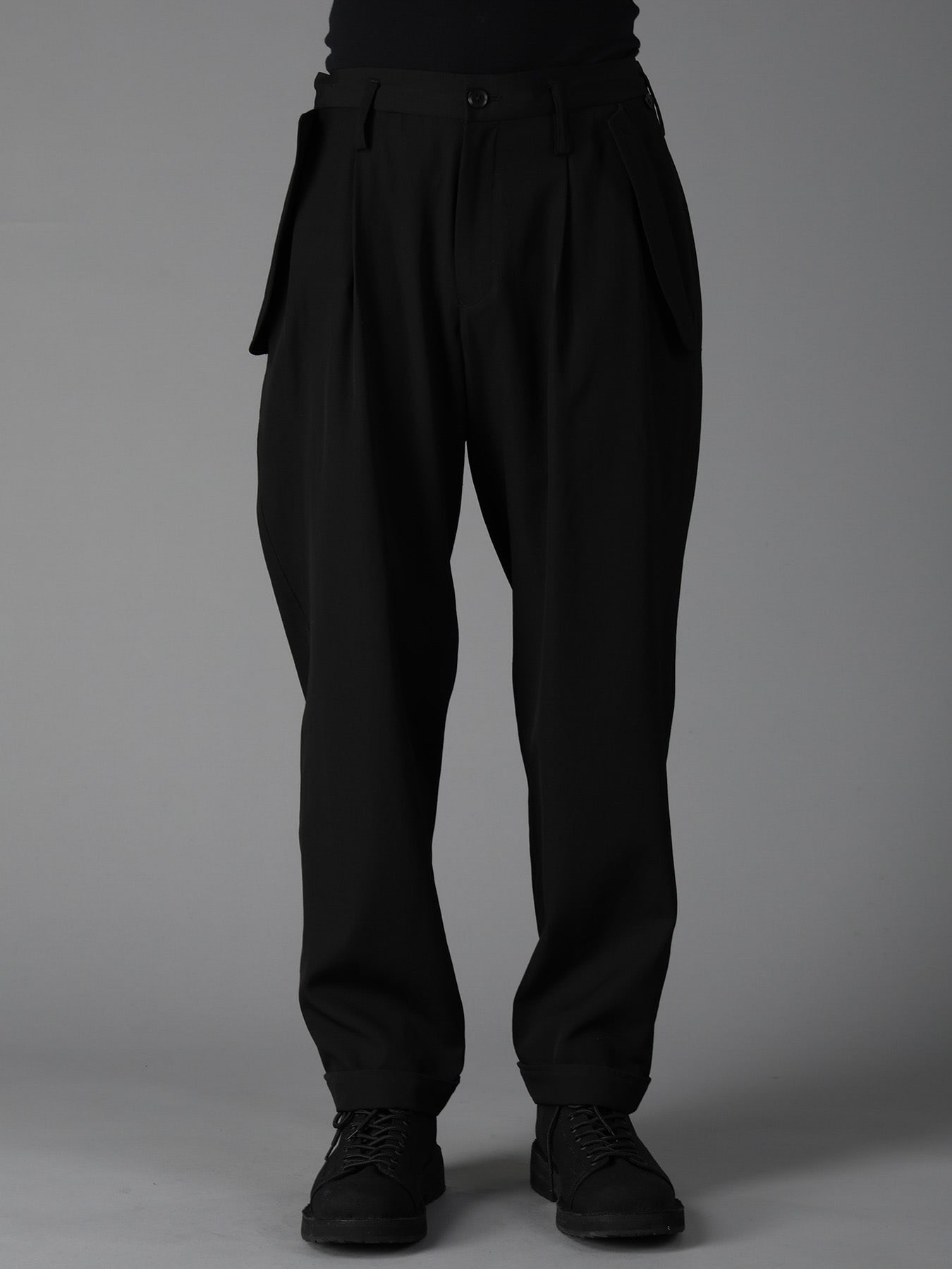 WOOL GABARDINE FLAP PANTS