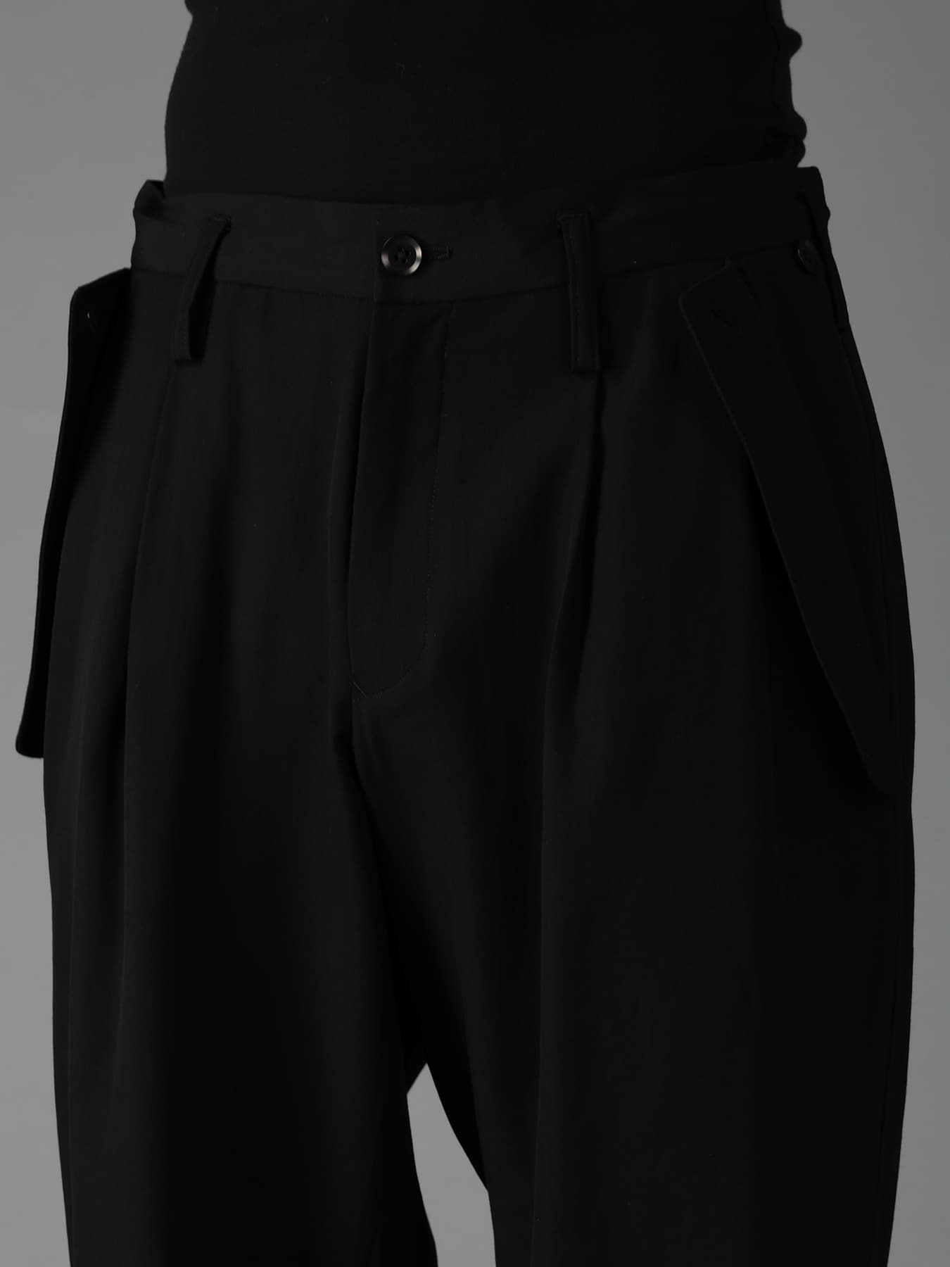 WOOL GABARDINE FLAP PANTS