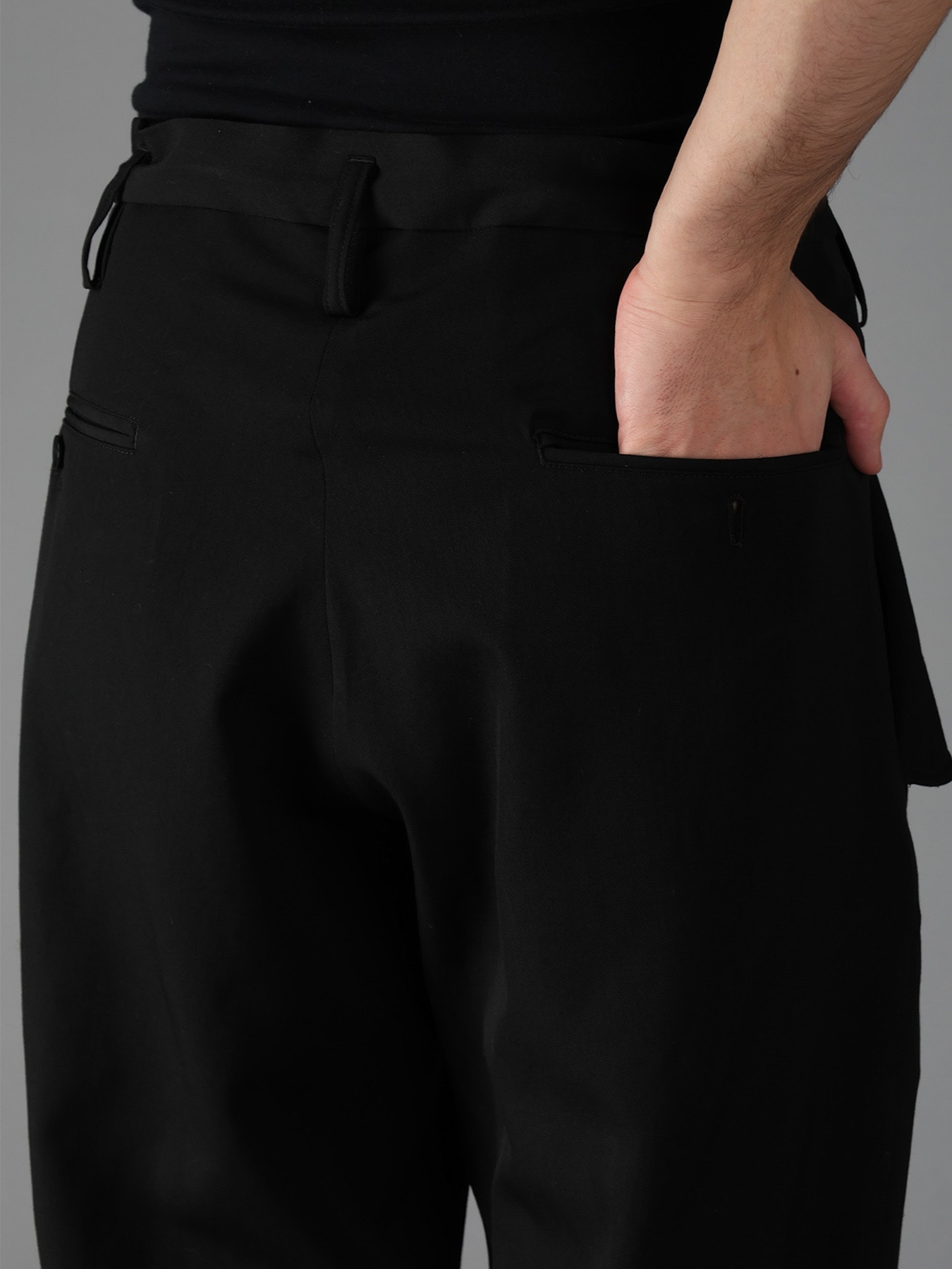 WOOL GABARDINE FLAP PANTS