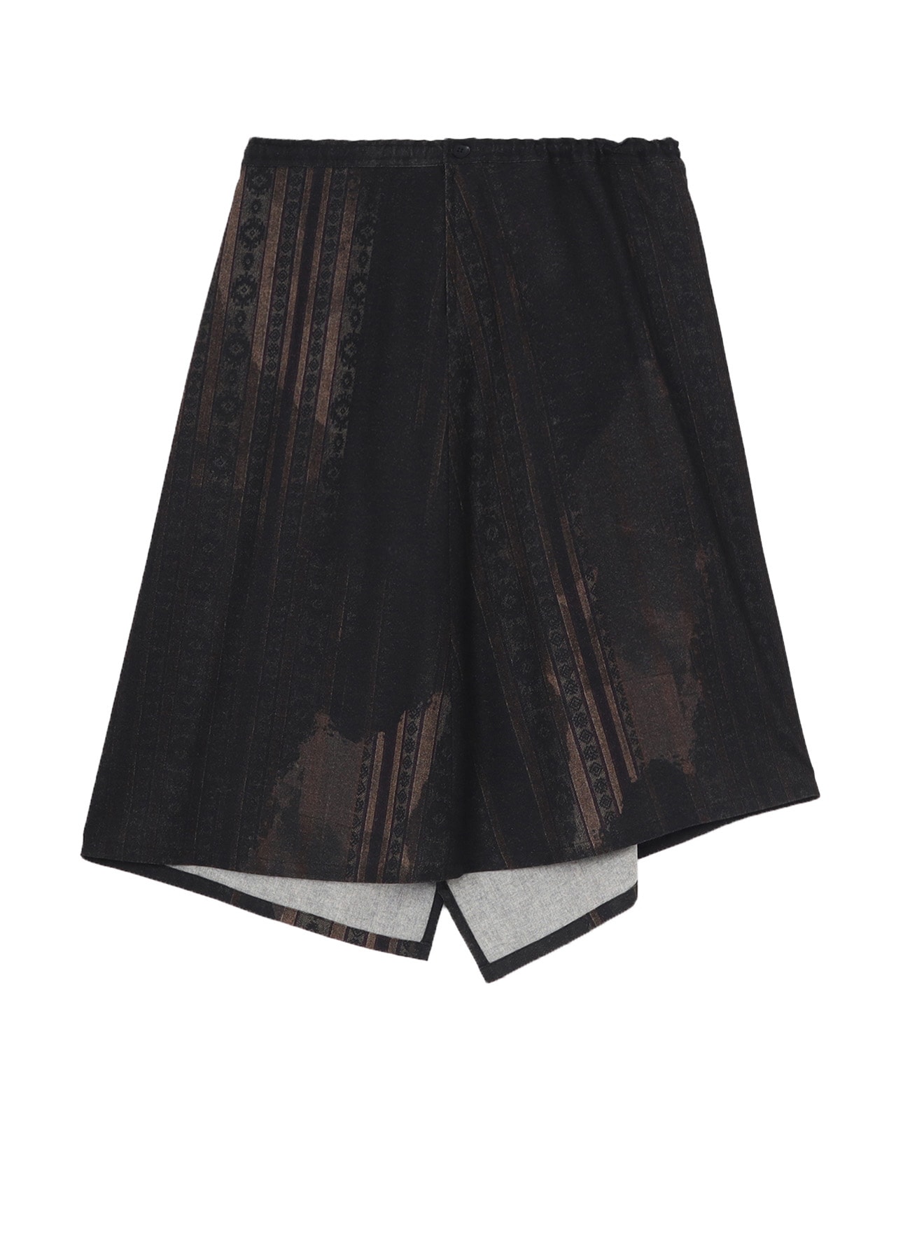 WOOL NYLON FLANNEL GREY STRIPE LEFT DROP SKIRT