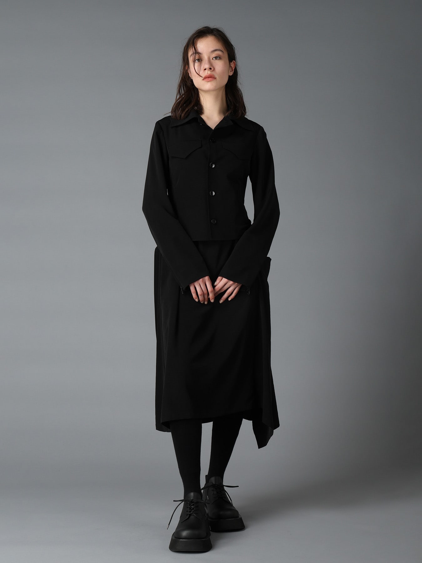 CREPE de CHINE LEFT DROP GATHER SKIRT
