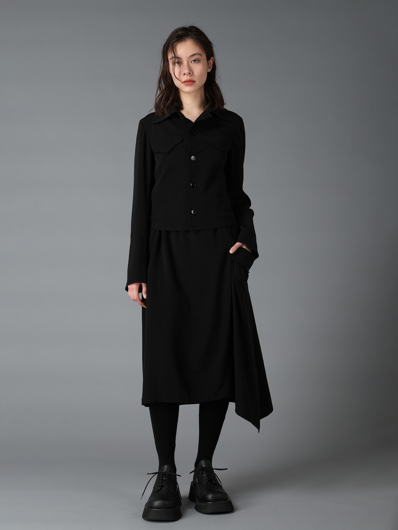 CREPE de CHINE LEFT DROP GATHER SKIRT