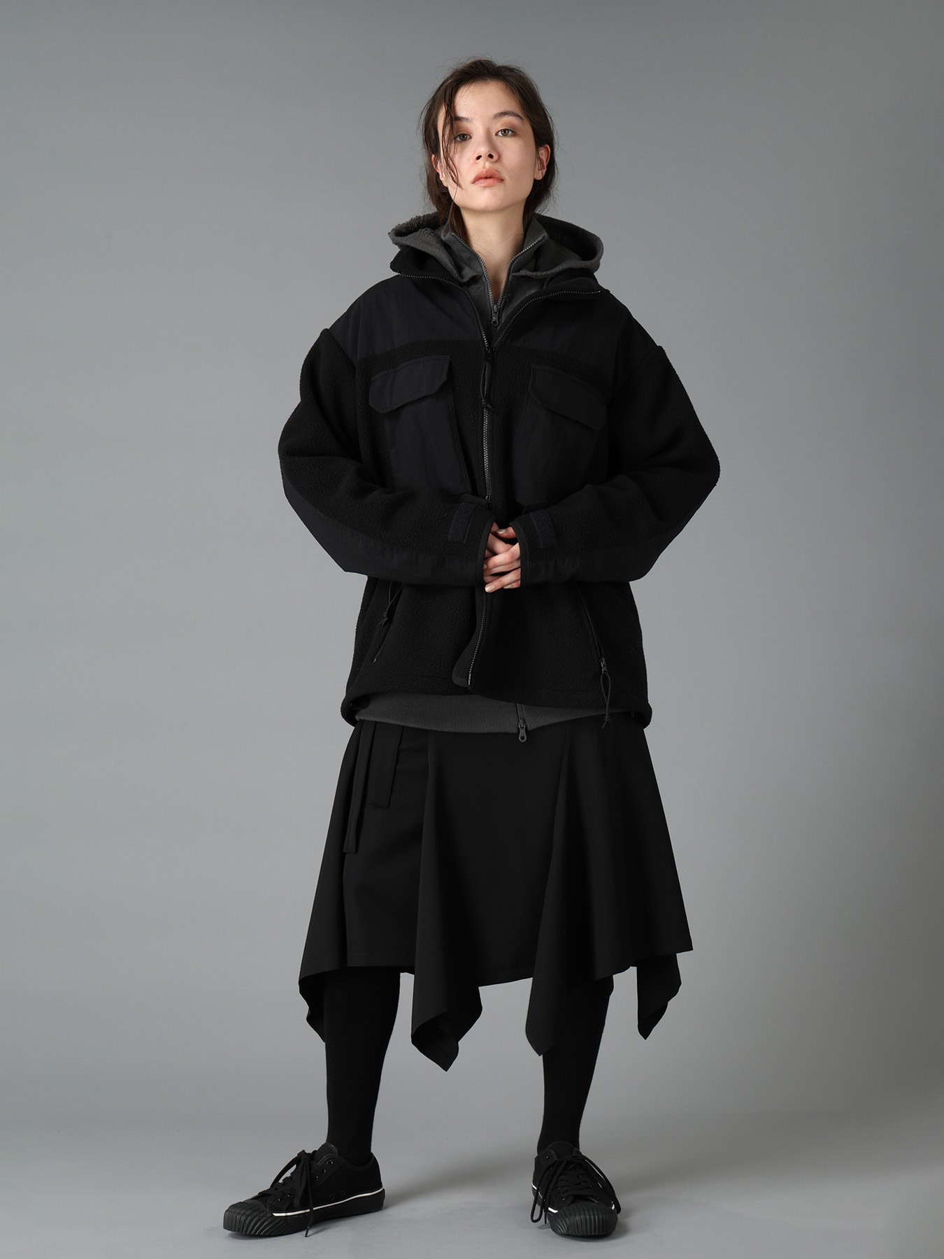 WOOL GABARDINE WRAP SKIRT