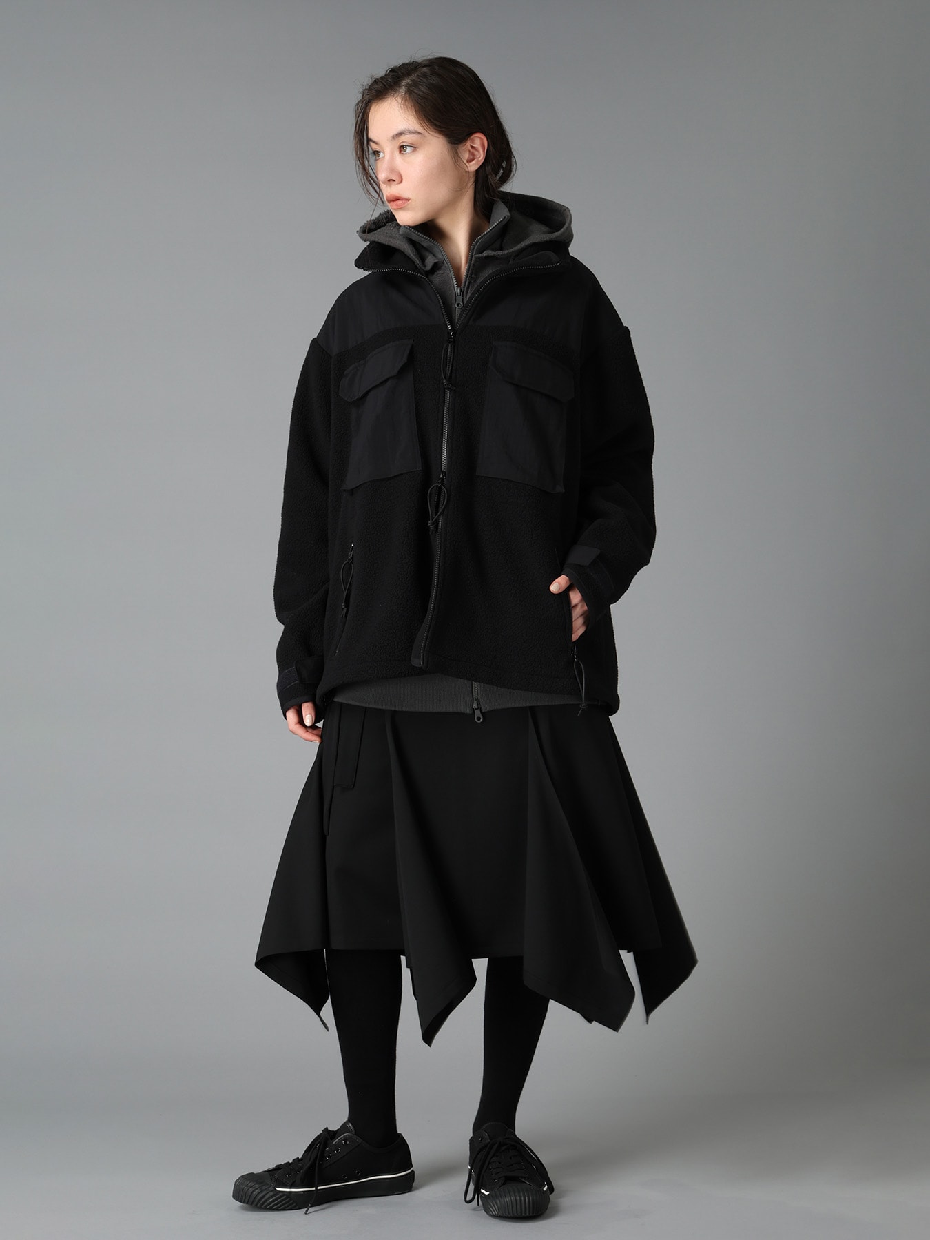 WOOL GABARDINE WRAP SKIRT