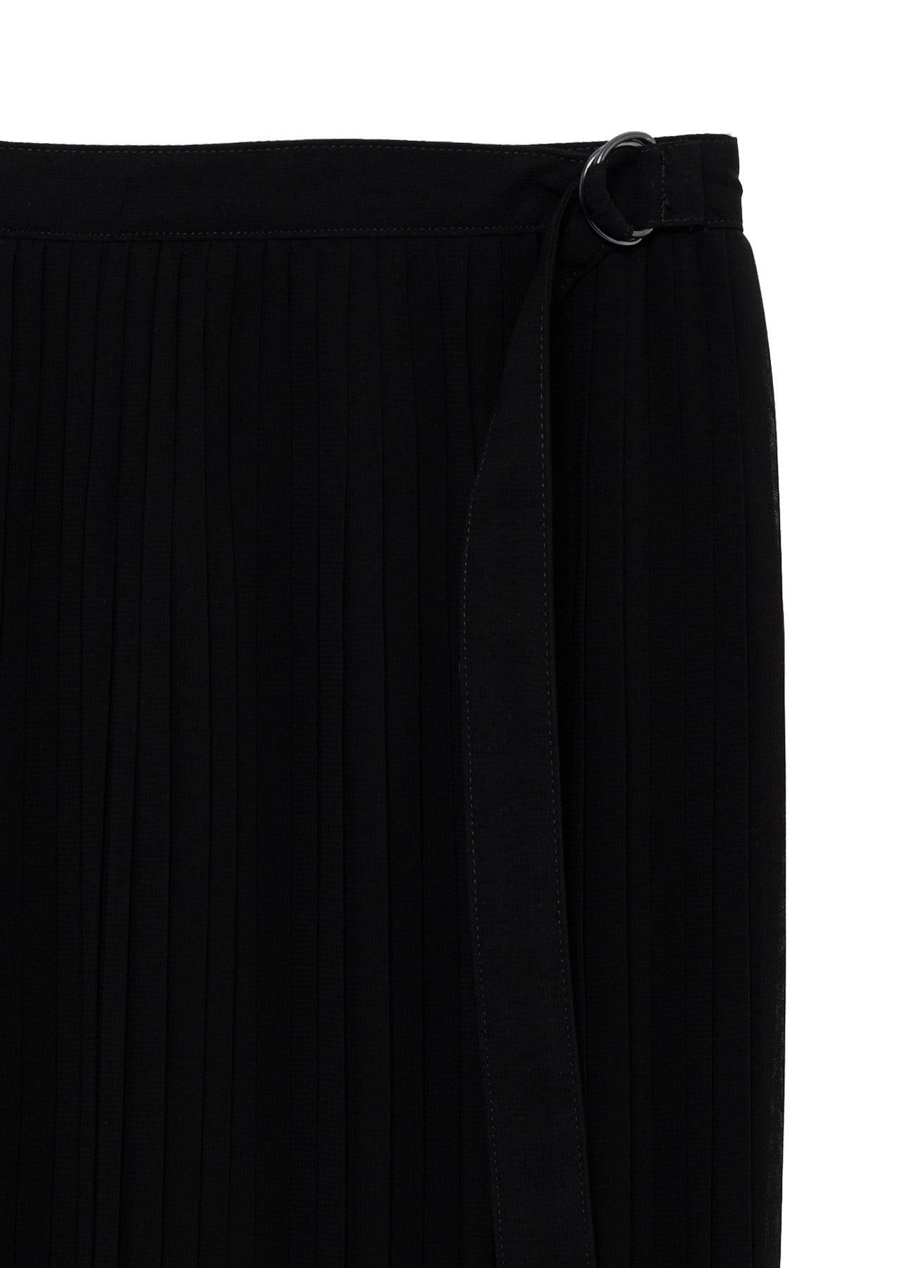 BLACK CHIFFON PLEATS WRAP SKIRT