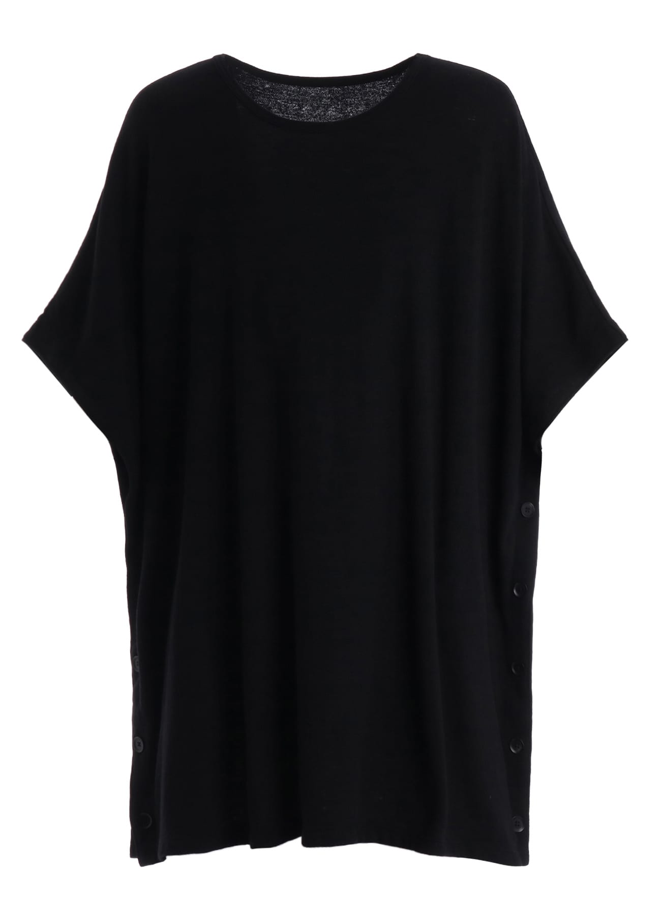 AIRY FEATHERY SIDE-BUTTON OVERSIZED SHORT-SLEEVE T-SHIRT