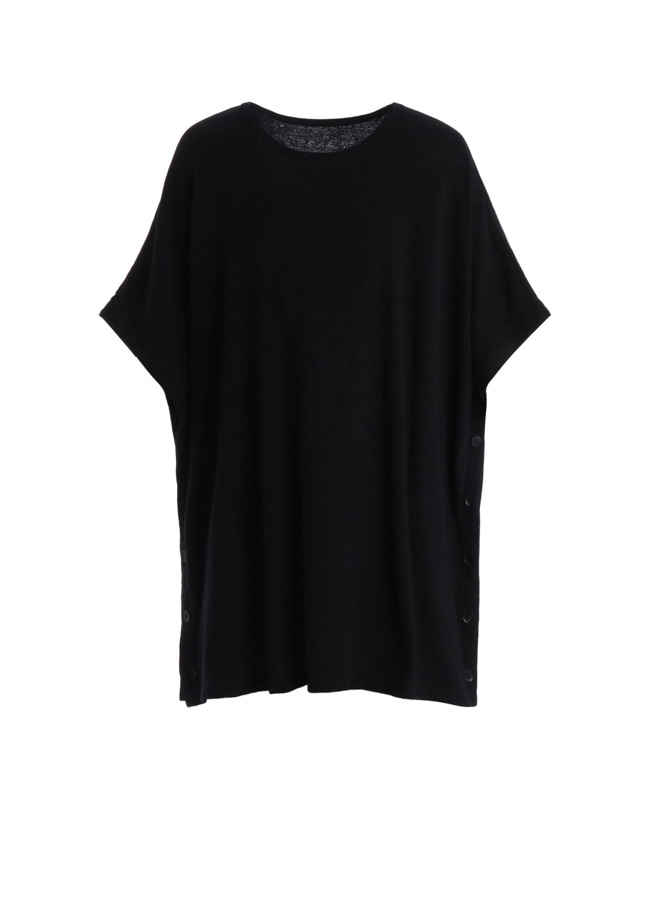 AIRY FEATHERY SIDE-BUTTON OVERSIZED SHORT-SLEEVE T-SHIRT