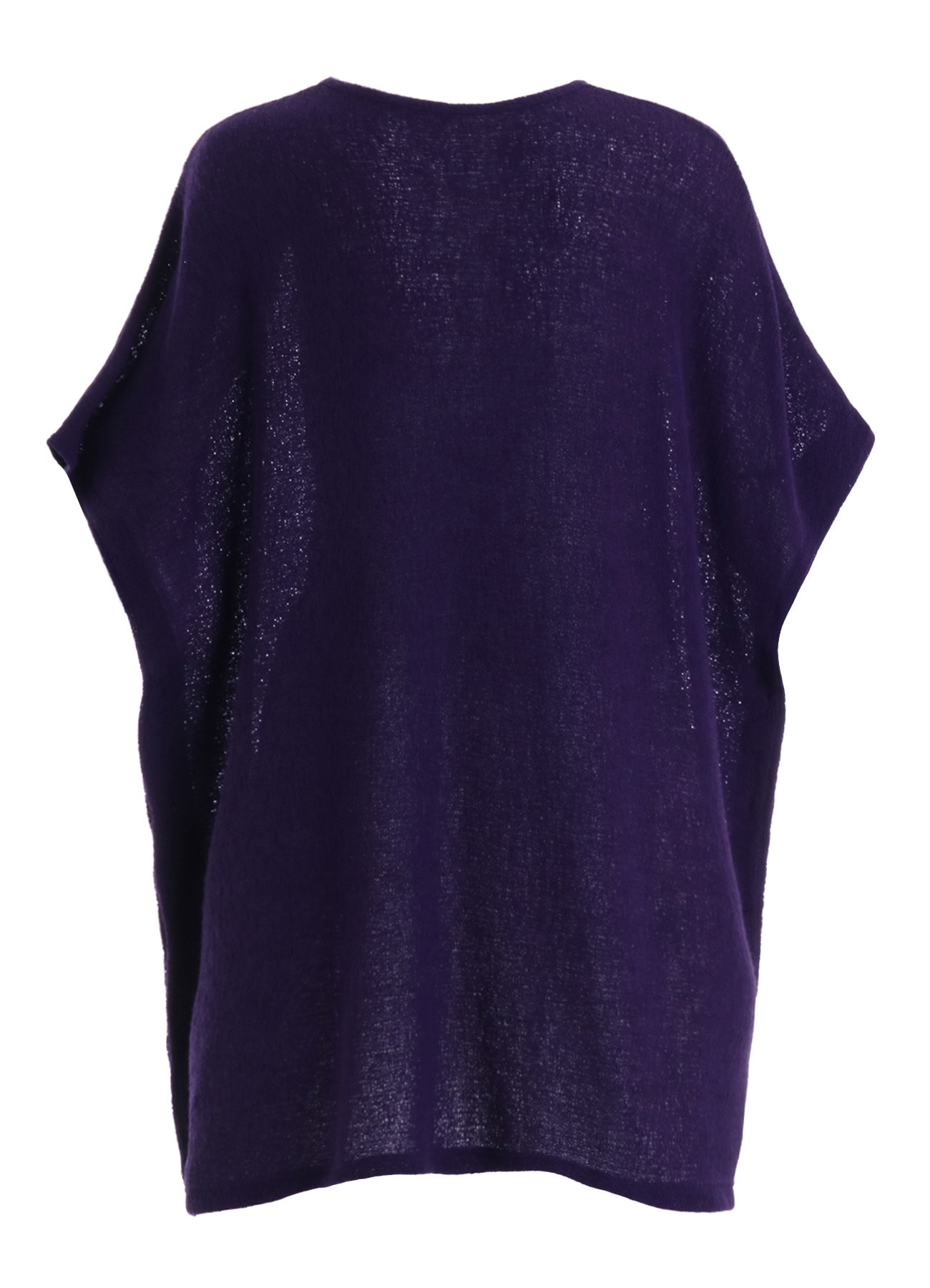 SPIDER WEB KNIT SIDE-BUTTON BIG SHORT-SLEEVED T