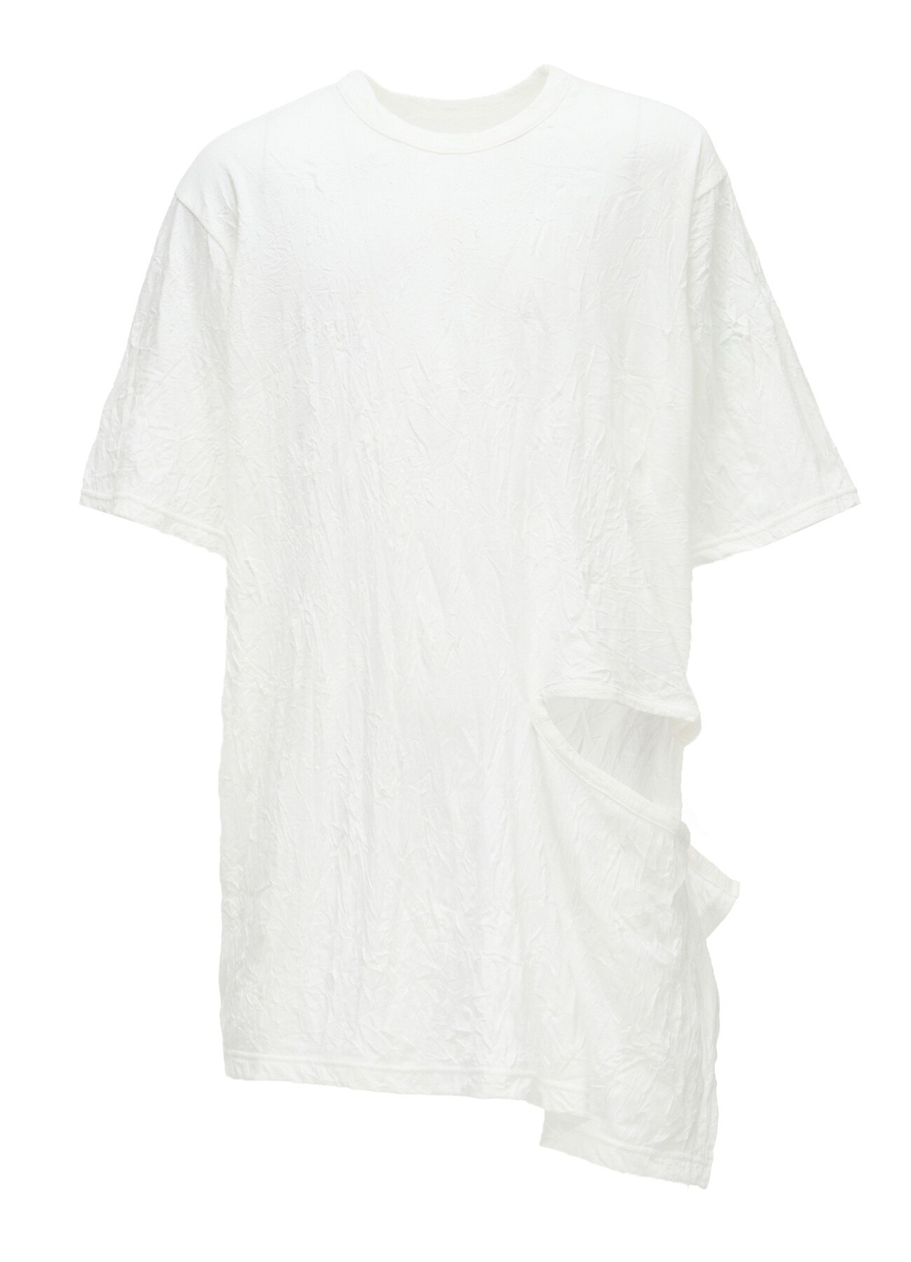 CATCH WASHER WRINKLE JERSEY LEFT SIDE CUT OUT SHORT SLEEVED T