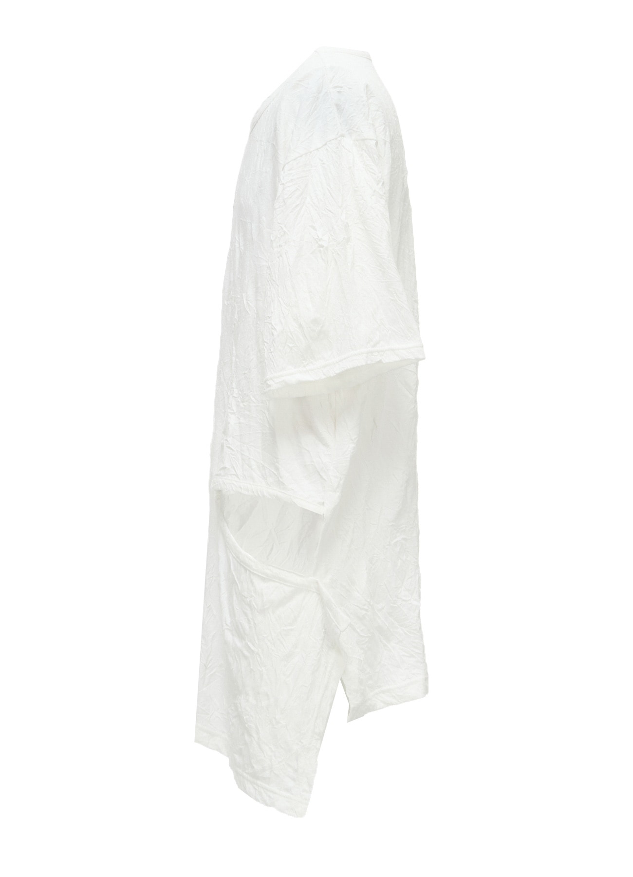 CATCH WASHER WRINKLE JERSEY LEFT SIDE CUT OUT SHORT SLEEVED T