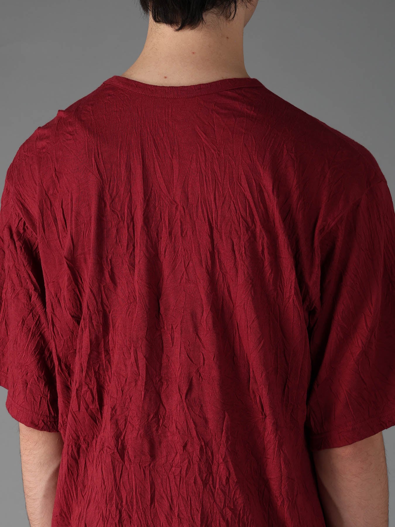CATCH WASHER WRINKLE JERSEY LEFT SIDE CUT OUT SHORT SLEEVED T