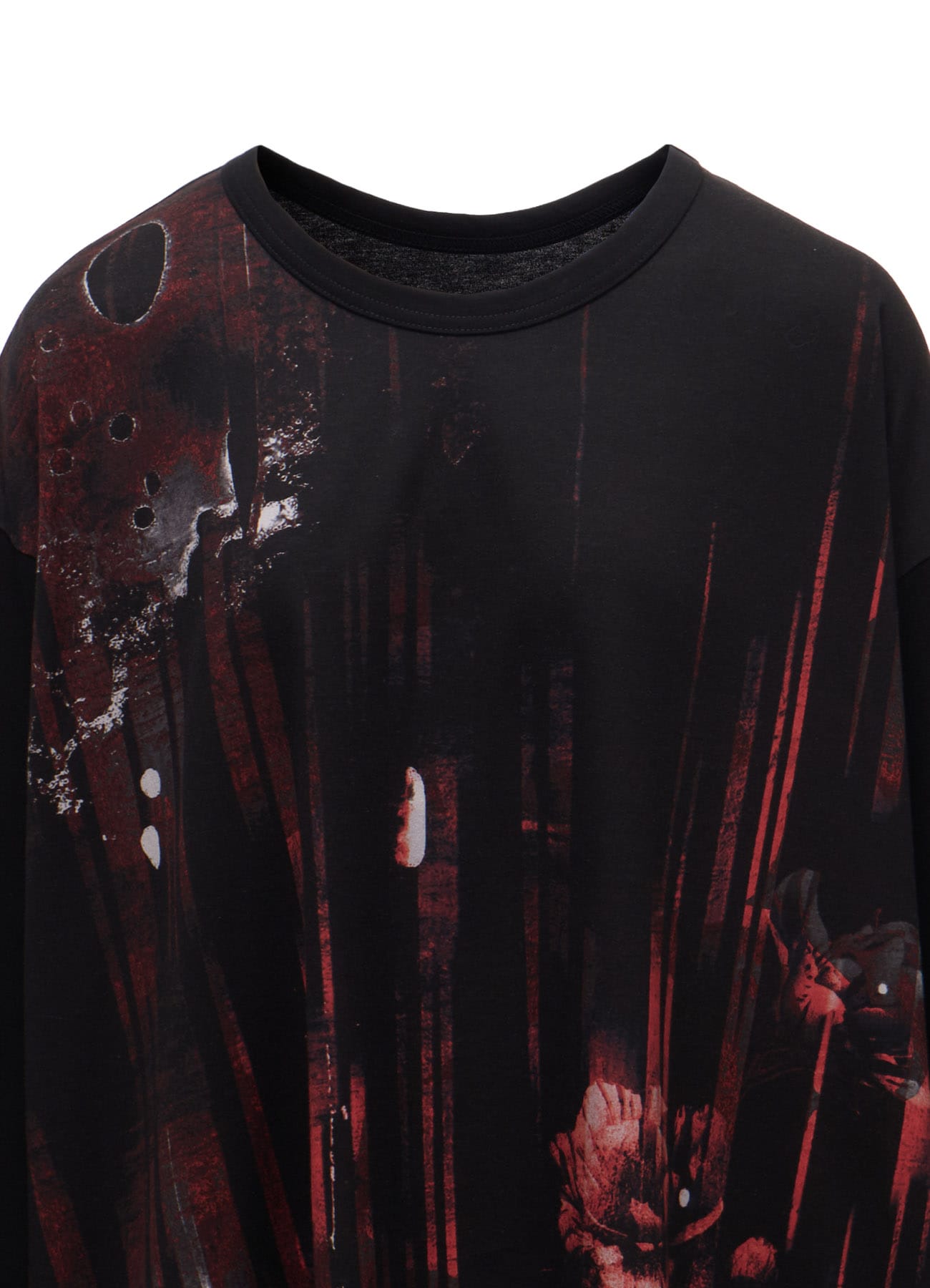 FLORAL STRIPED & COTTON JERSEY JUMBO LONG-SLEEVED T-SHIRT