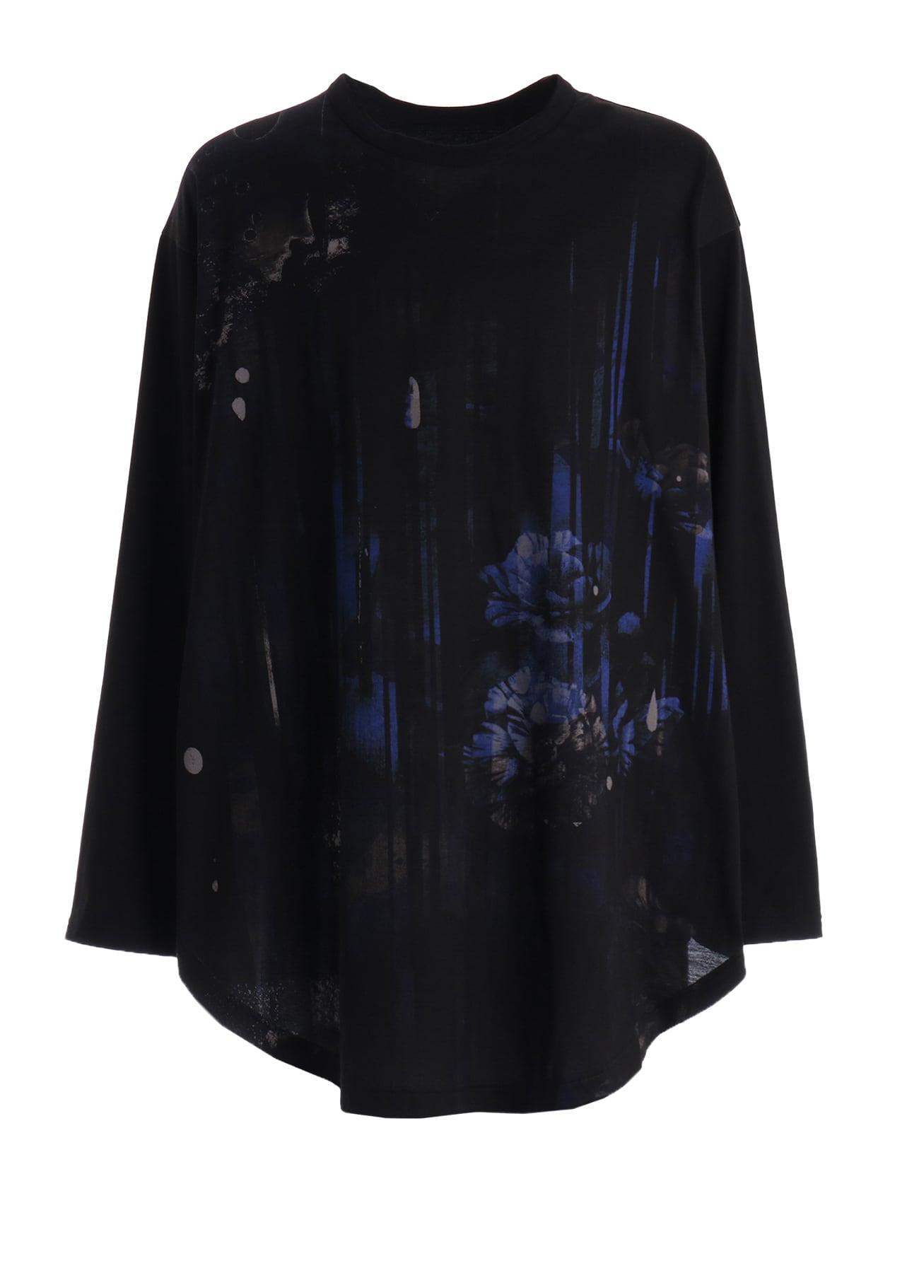 FLORAL STRIPED & COTTON JERSEY JUMBO LONG-SLEEVED T-SHIRT