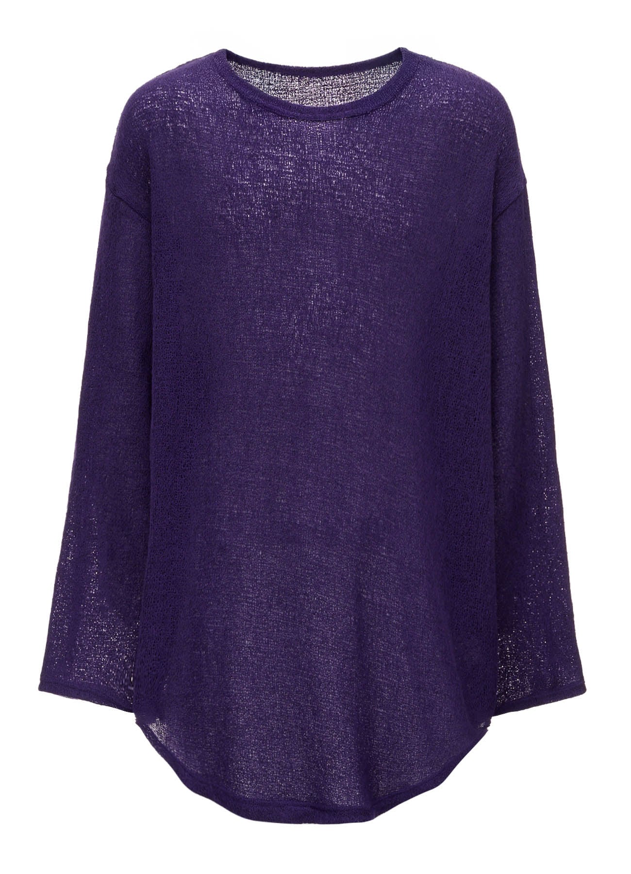 SPIDER WEB KNIT ROUND-HEM JUMBO LONG-SLEEVED T