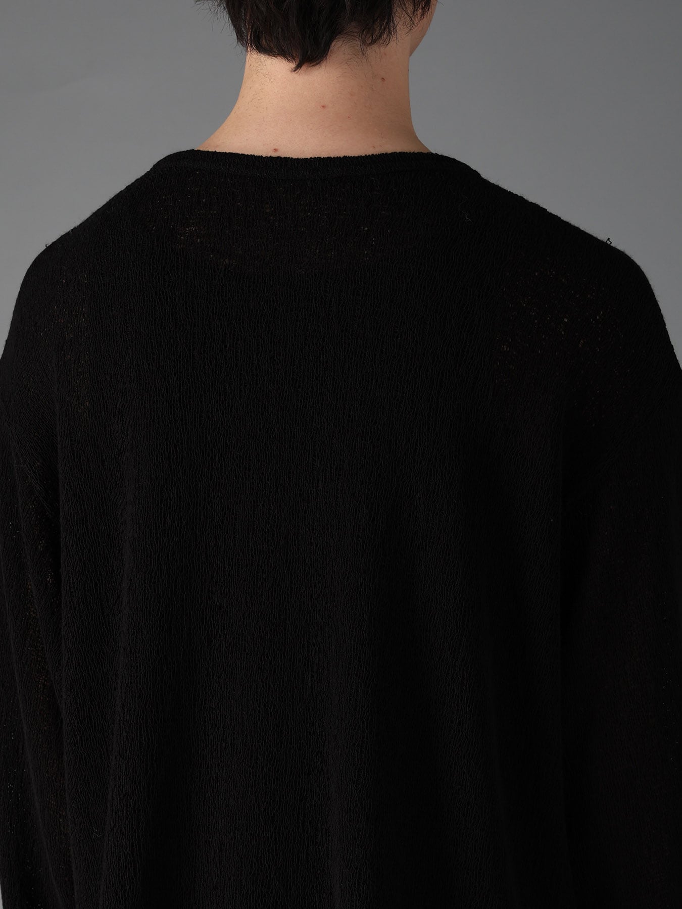 SPIDER WEB KNIT ROUND-HEM JUMBO LONG-SLEEVED T