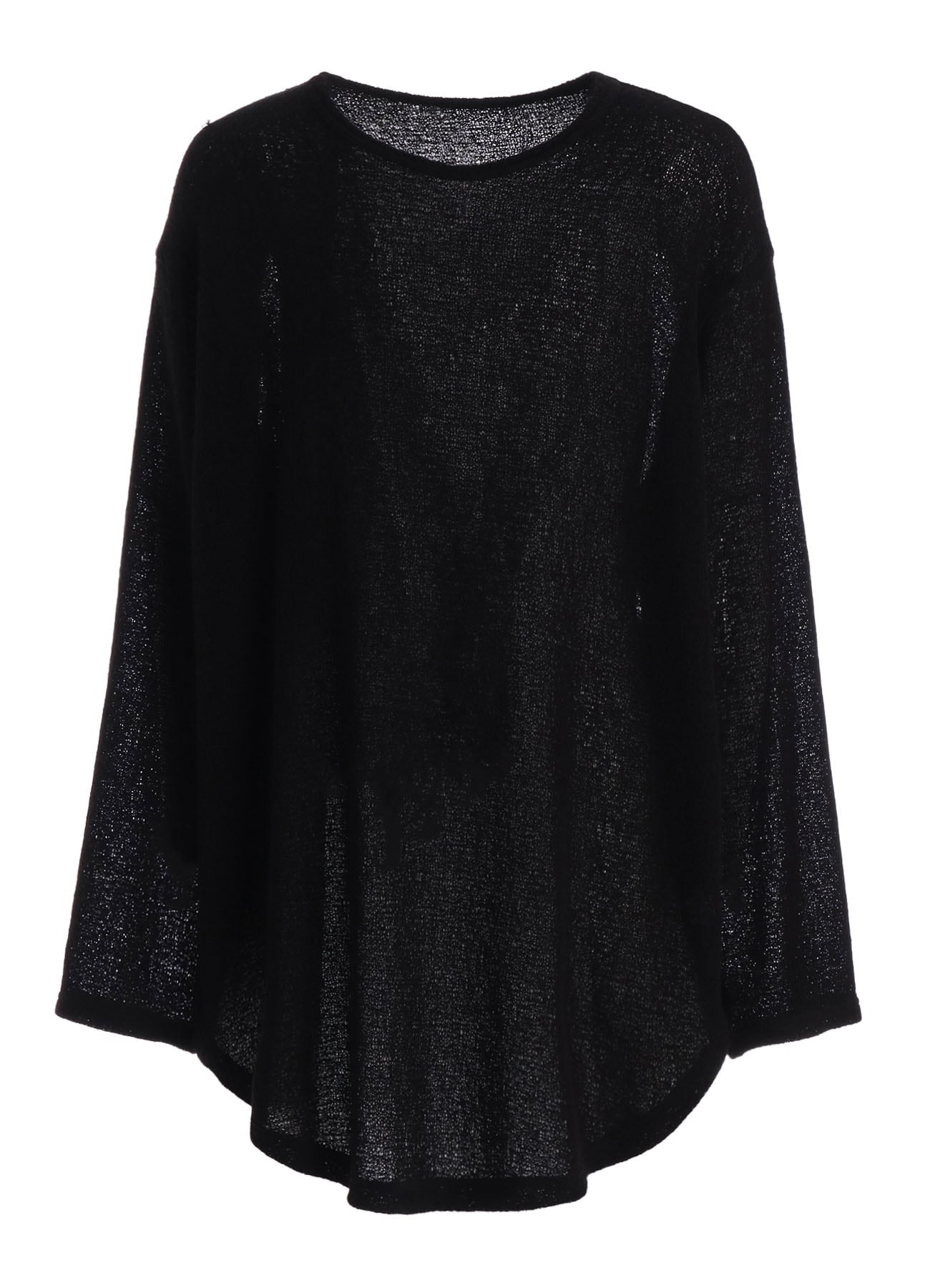 SPIDER WEB KNIT ROUND-HEM JUMBO LONG-SLEEVED T