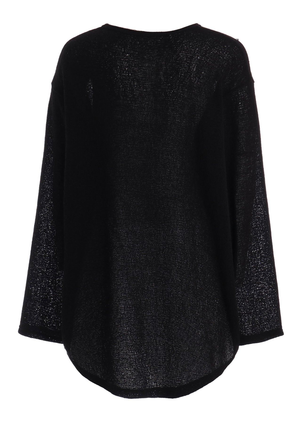 SPIDER WEB KNIT ROUND-HEM JUMBO LONG-SLEEVED T