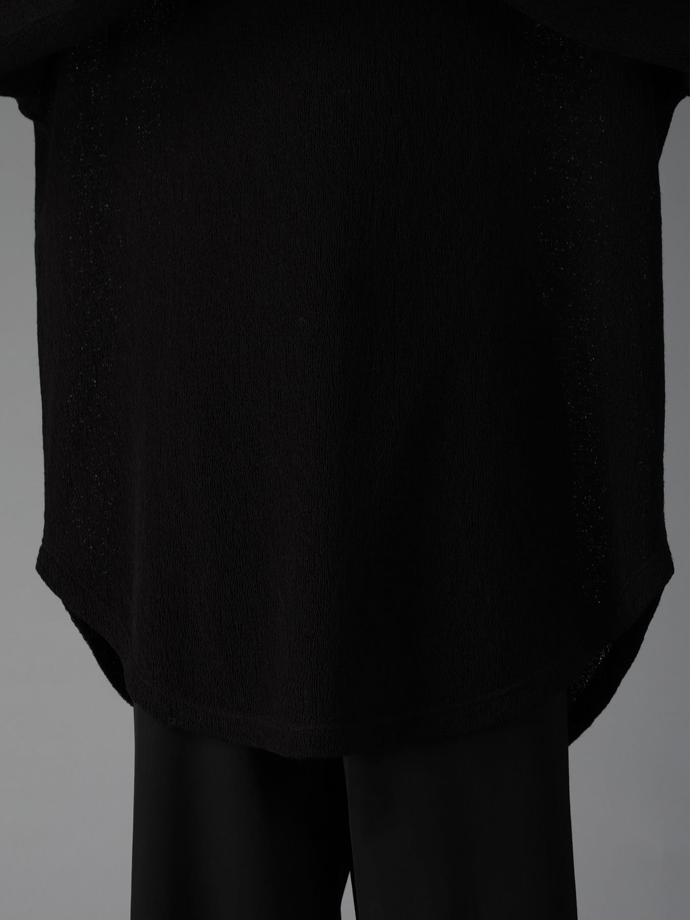 SPIDER WEB KNIT ROUND-HEM JUMBO LONG-SLEEVED T