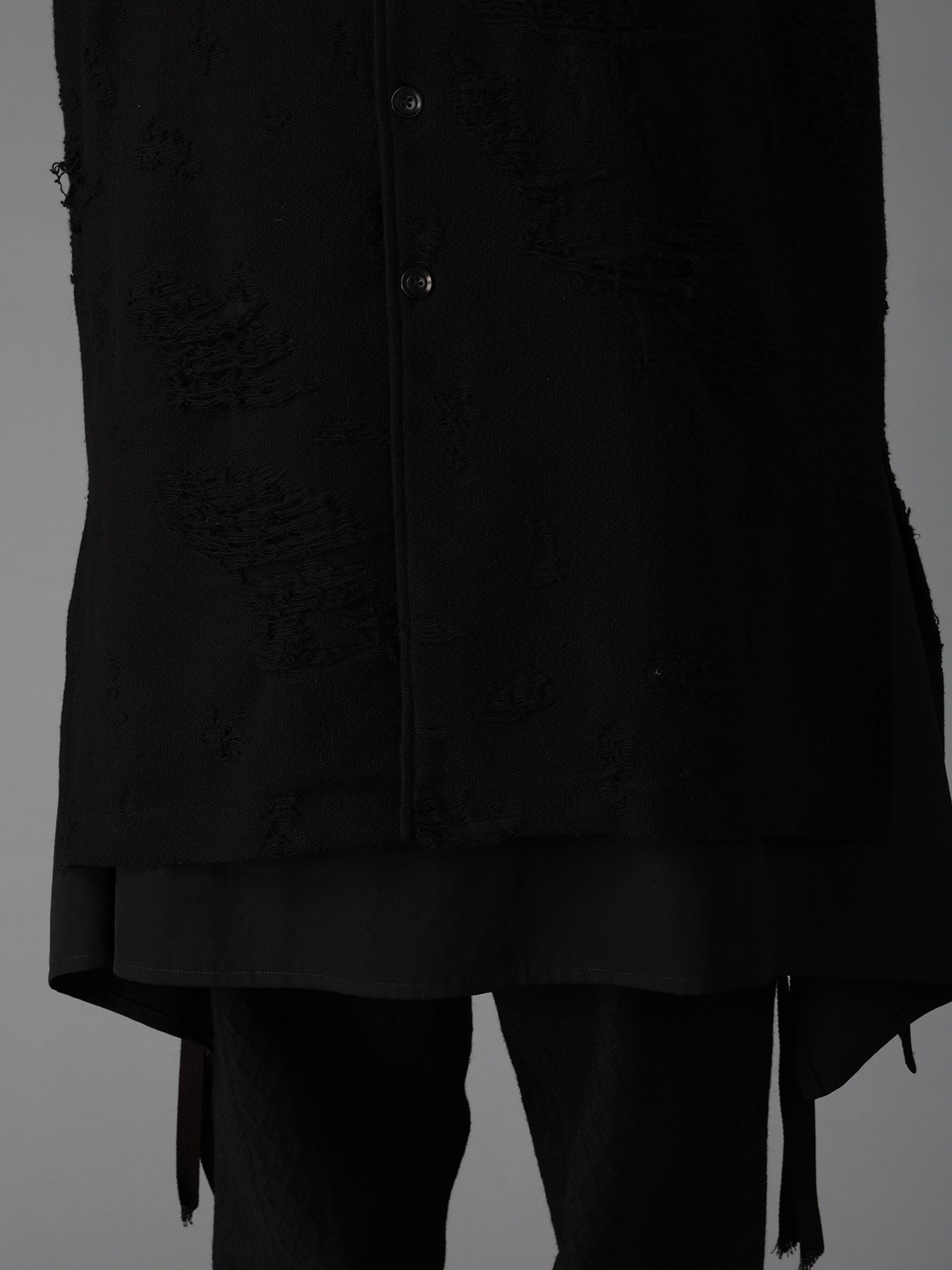 DAMAGE JACQUARD FRENCH TERRY V-NECK LONG CARDIGAN