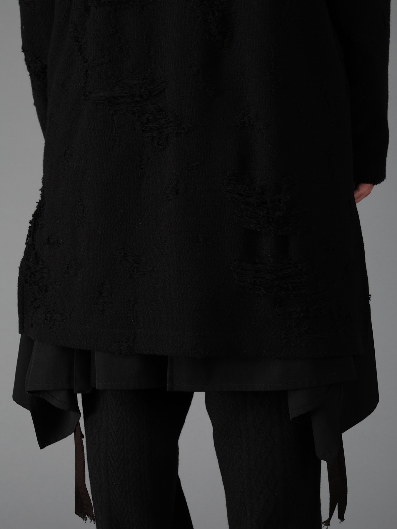 DAMAGE JACQUARD FRENCH TERRY V-NECK LONG CARDIGAN