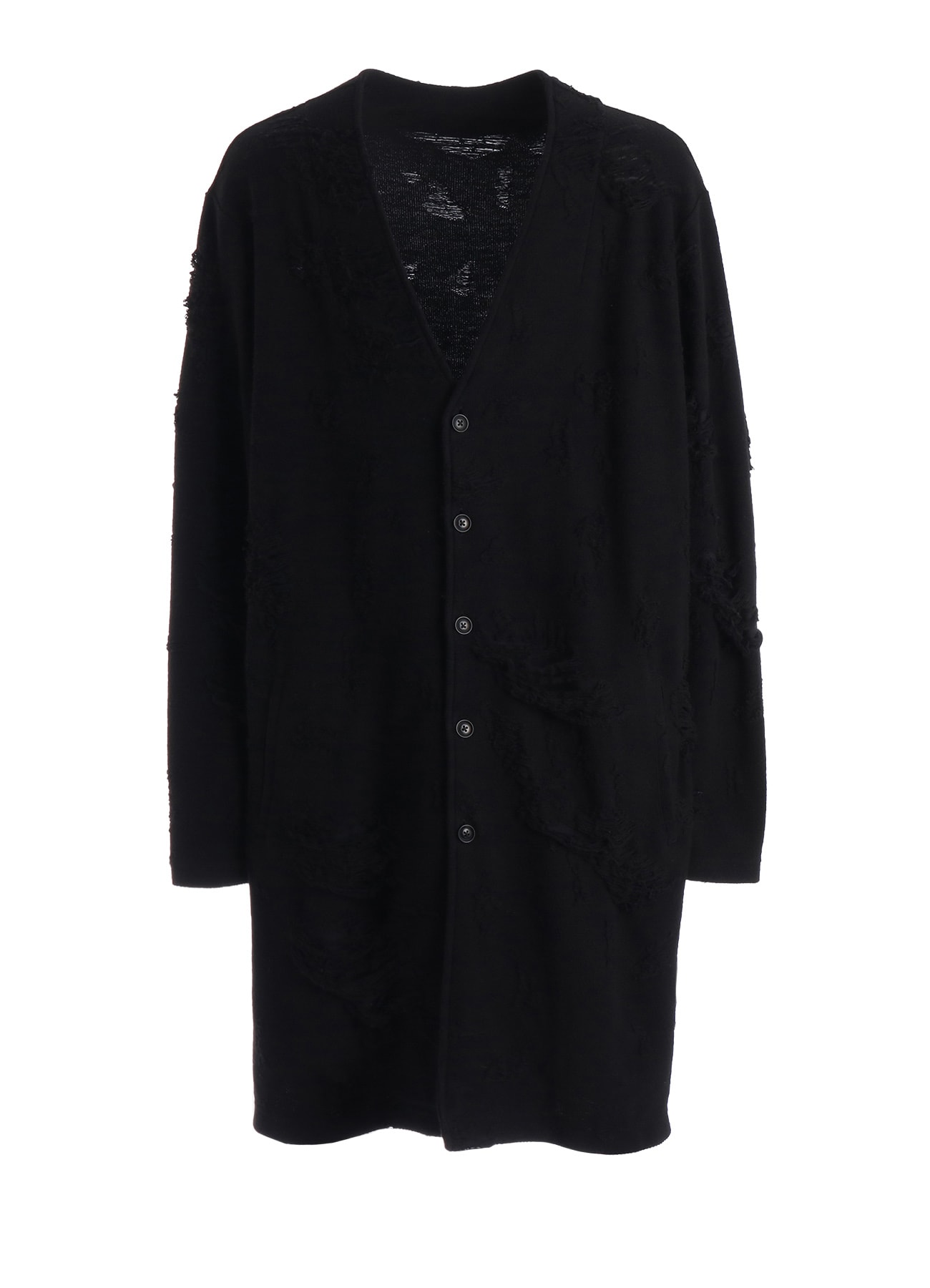 DAMAGE JACQUARD FRENCH TERRY V-NECK LONG CARDIGAN