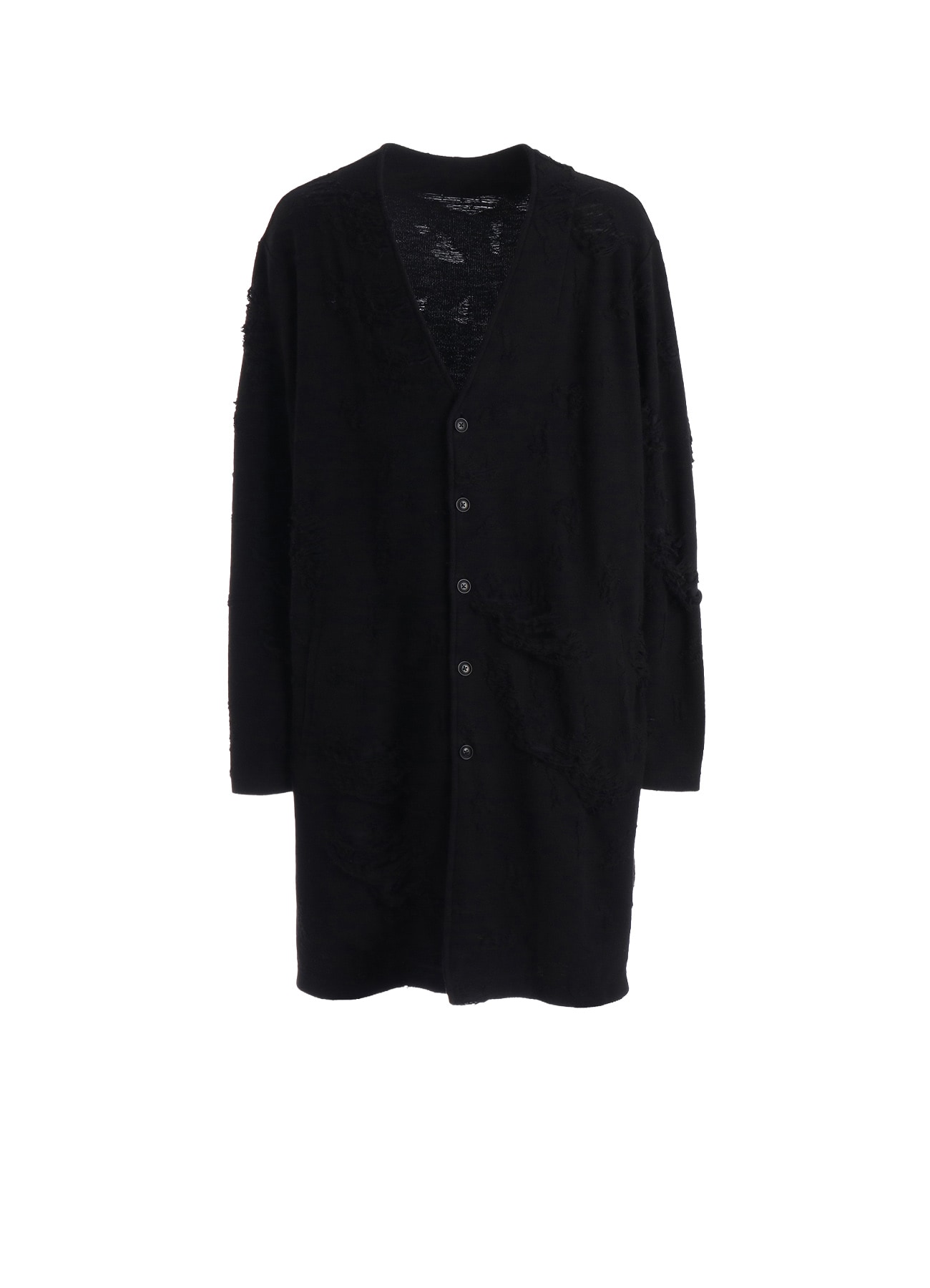 DAMAGE JACQUARD FRENCH TERRY V-NECK LONG CARDIGAN