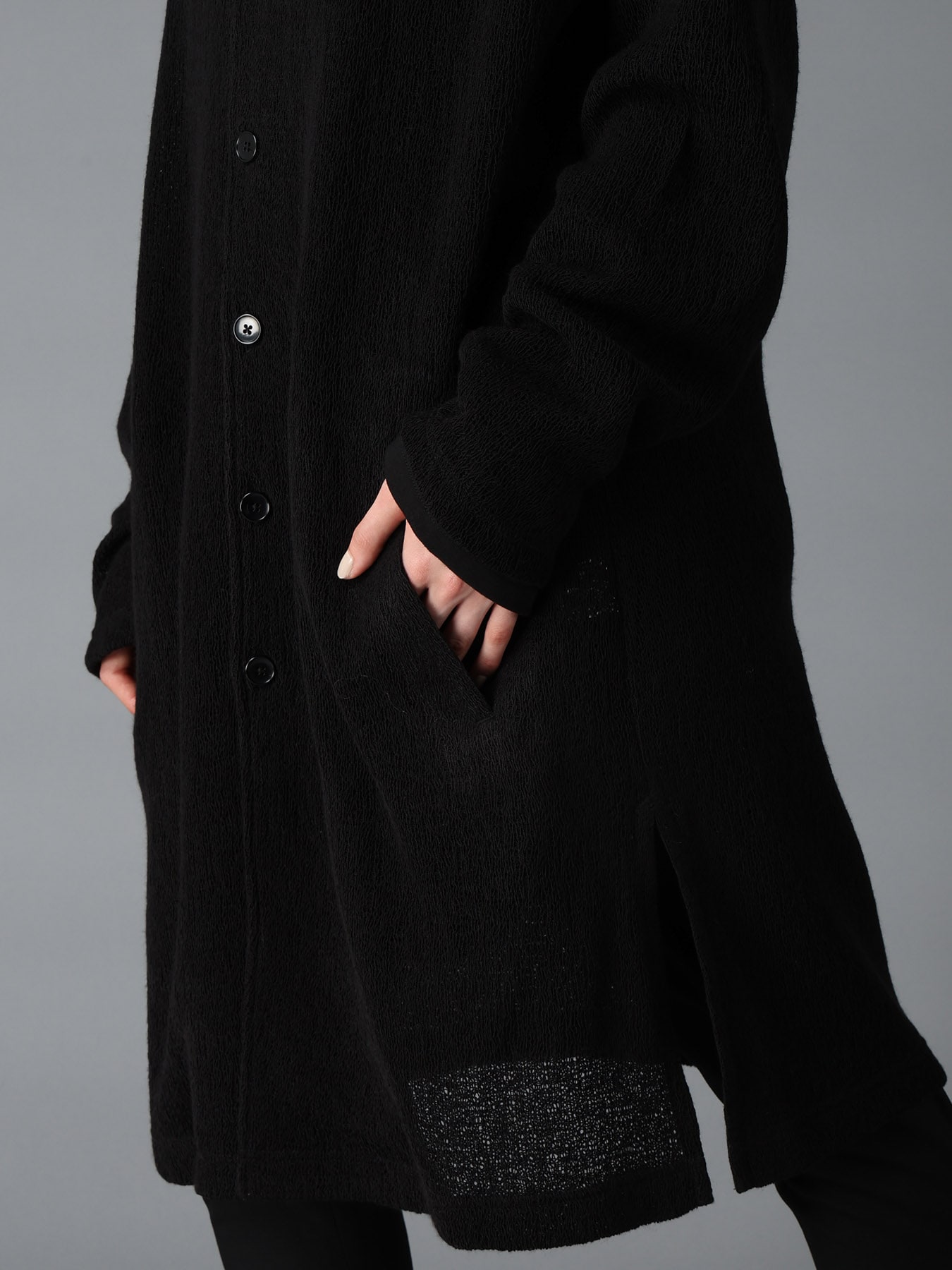 SPIDER WEB KNIT V-NECK LONG CARDIGAN