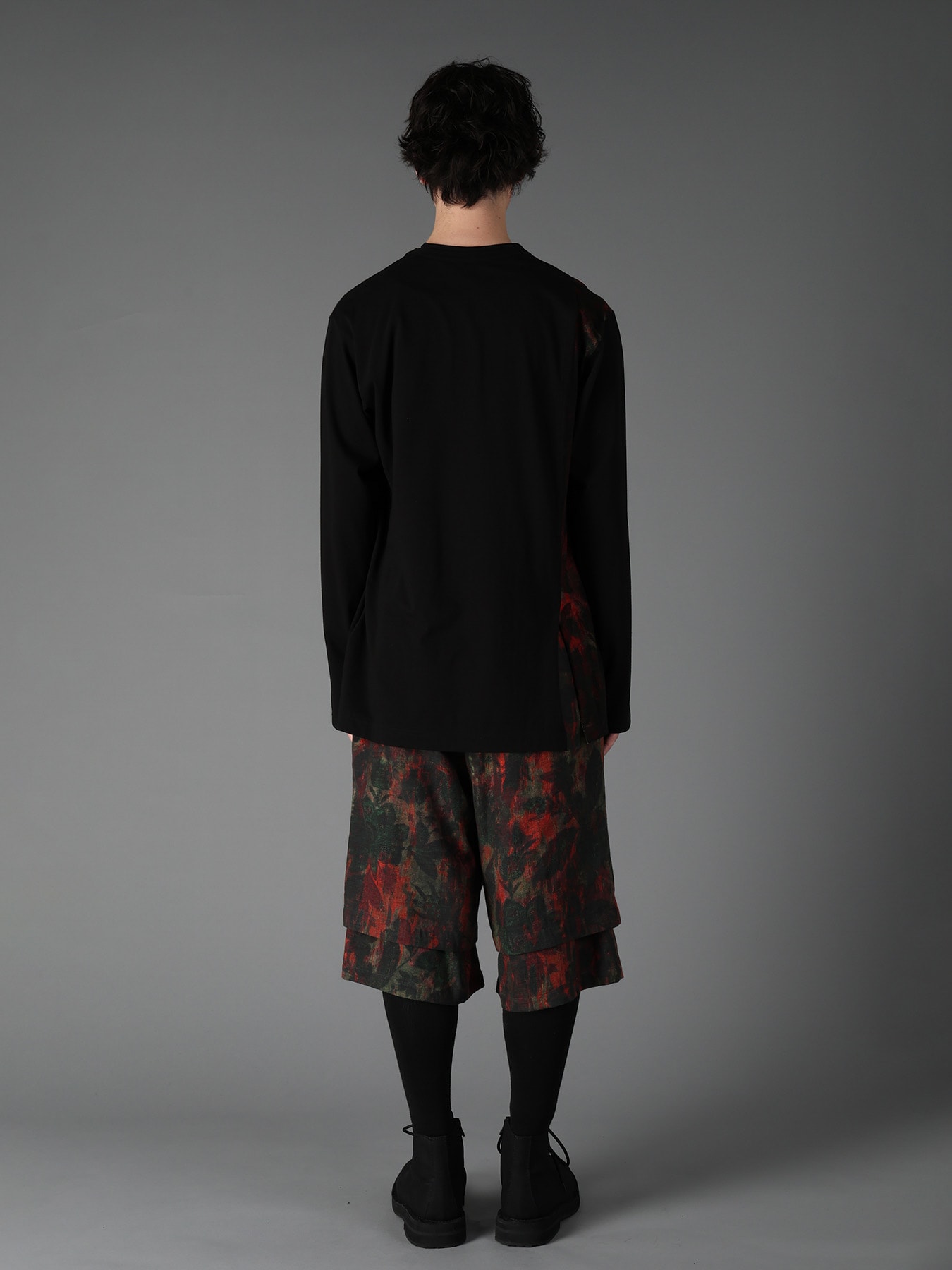 SHADOW FLORAL + COTTON JERSEY MIX LONG SLEEVED T
