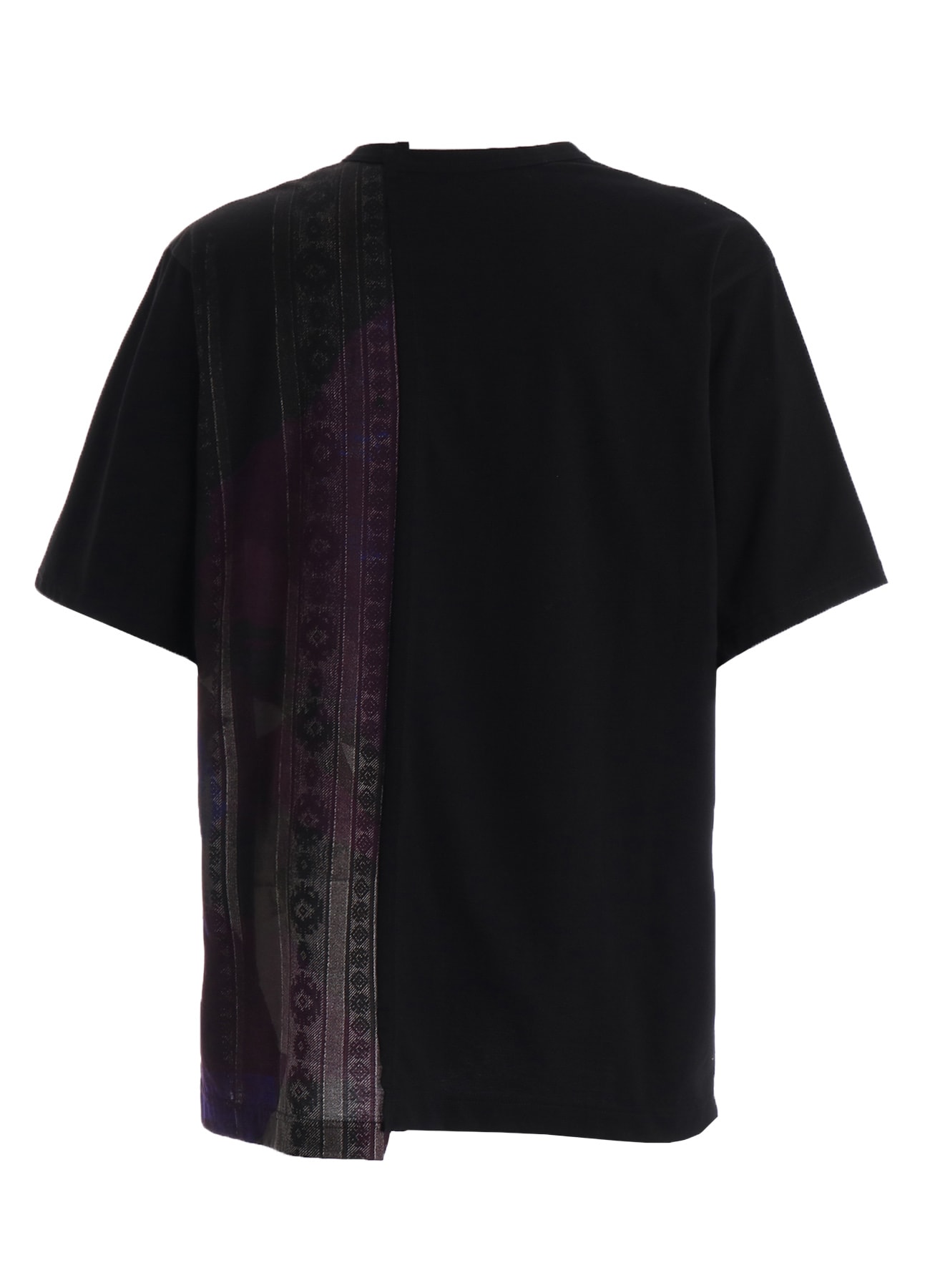 PURPLE STRIPE+COTTON JERSEY CUT-OFF SHORT SLEEVED T