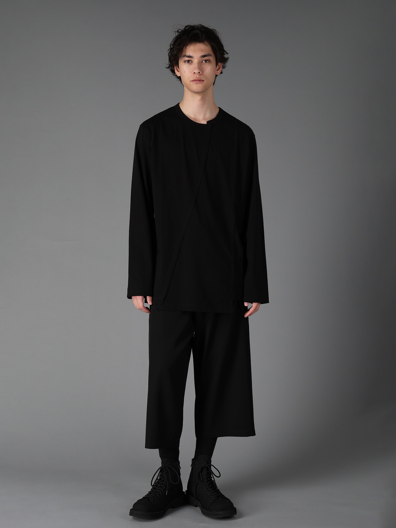 COTTON JERSEY CUT-OFF LONG SLEEVED T