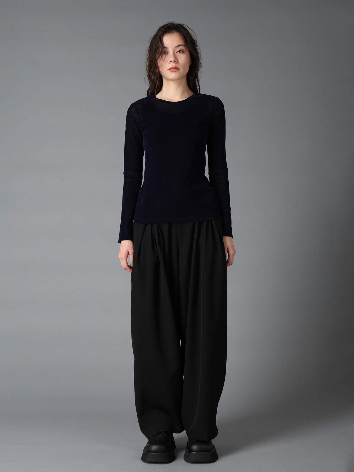 FLOCKED STRIPE ELBOW-CUT TULLE