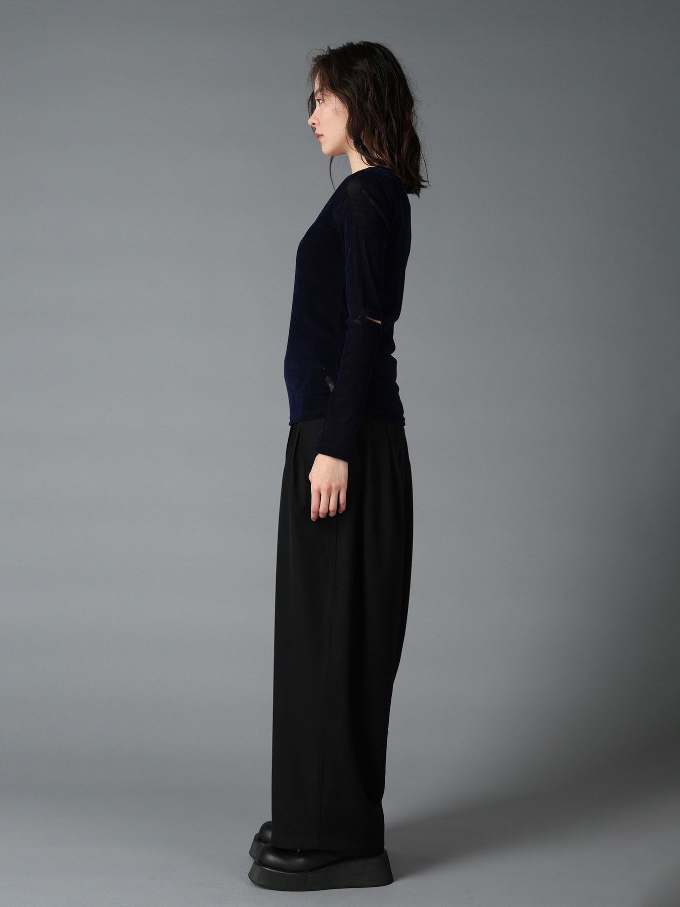 FLOCKED STRIPE ELBOW-CUT TULLE