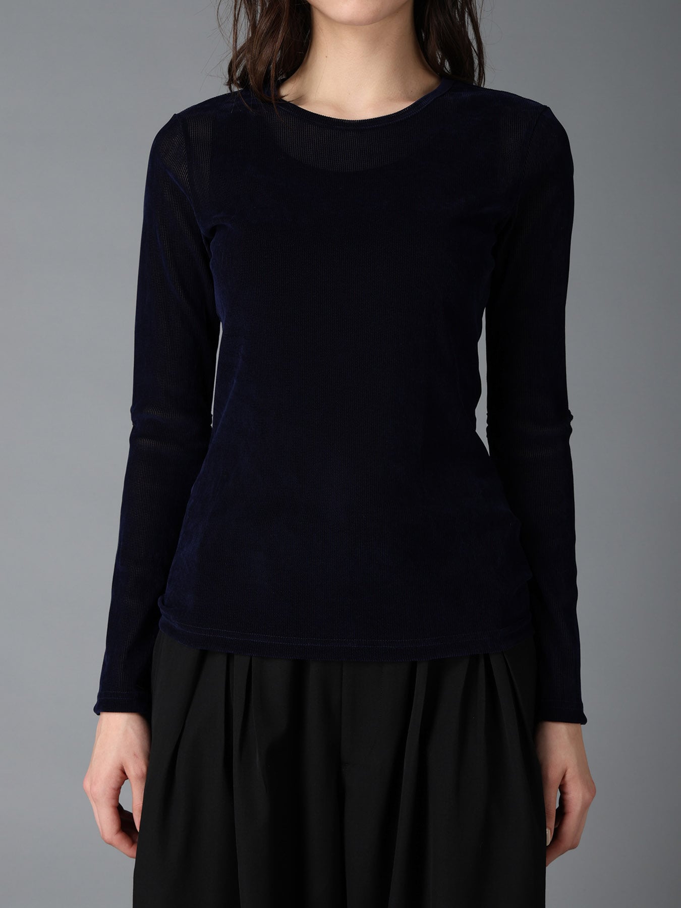 FLOCKED STRIPE ELBOW-CUT TULLE