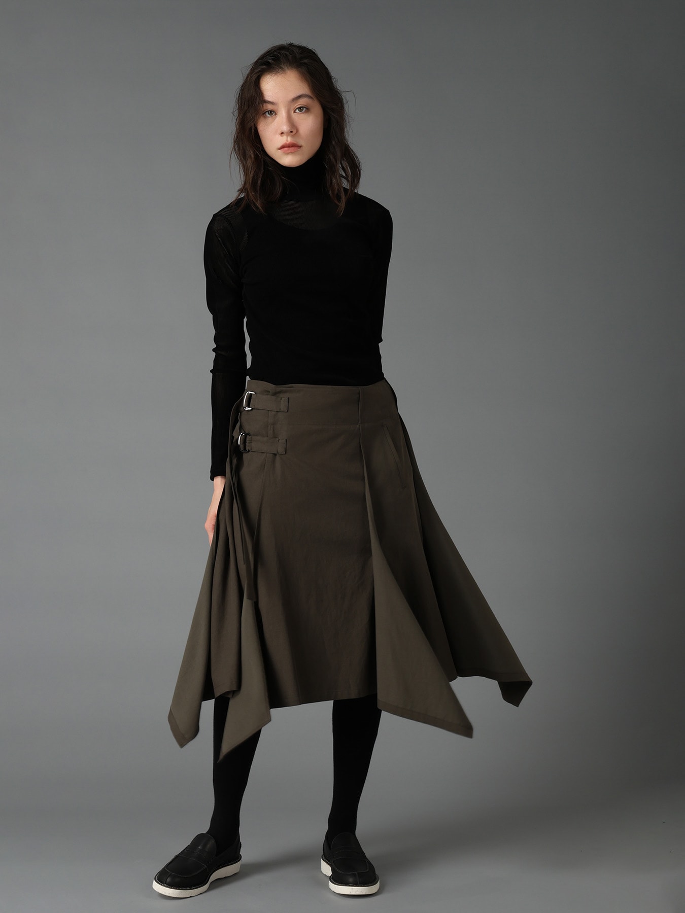 FLOCKED STRIPE HIGH-NECK TULLE