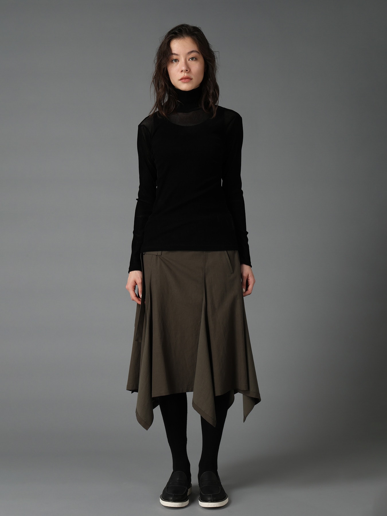 FLOCKED STRIPE HIGH-NECK TULLE