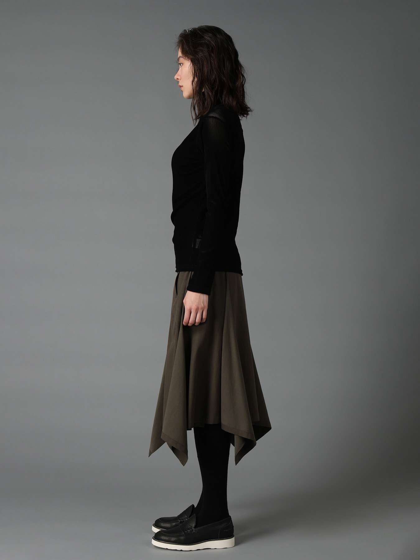 FLOCKED STRIPE HIGH-NECK TULLE